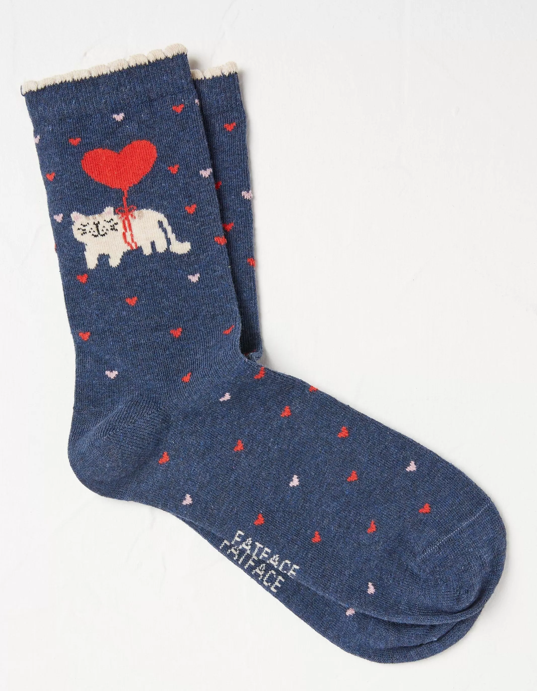 New FatFace 1 Pack Cat Balloon Socks Navy