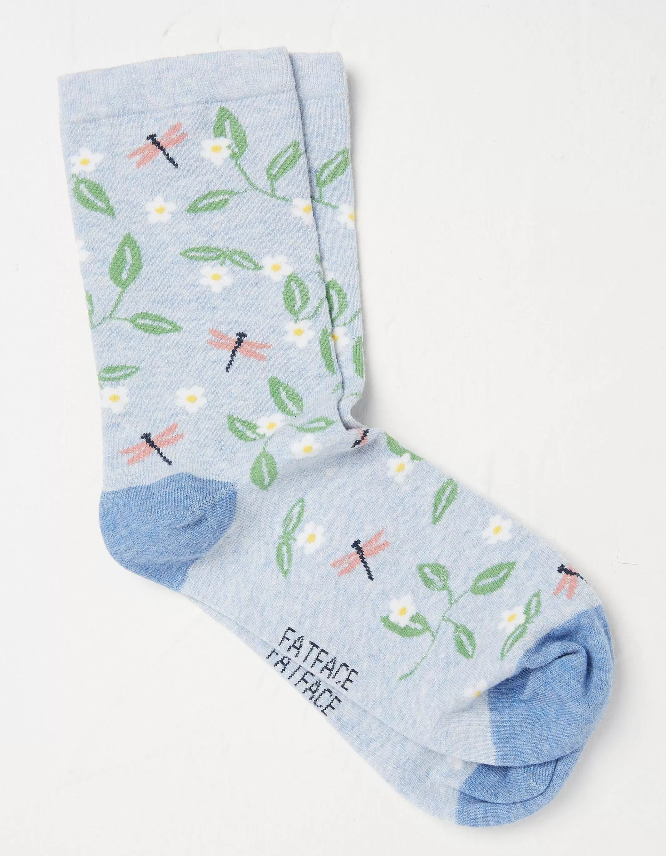 Clearance FatFace 1 Pack Dragonfly Socks Light Blue Marl