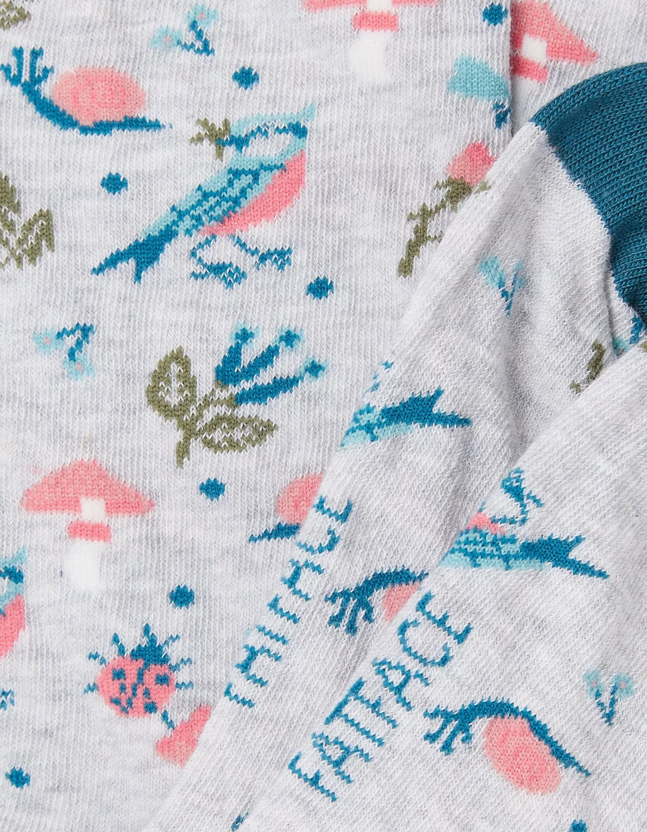 Discount FatFace 1 Pack Floral Bird Socks Light Grey Marl