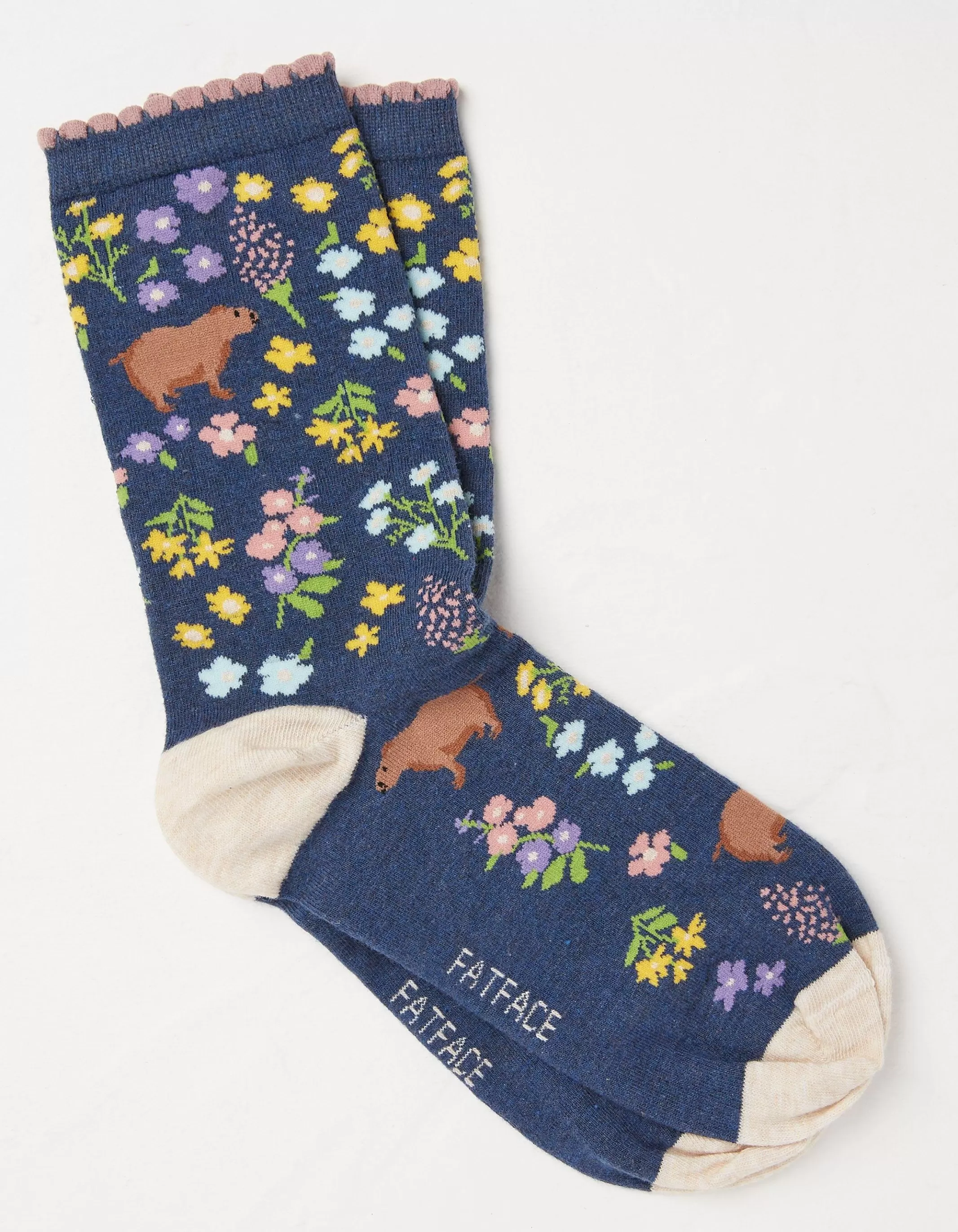 New FatFace 1 Pack Floral Capybara Socks Navy