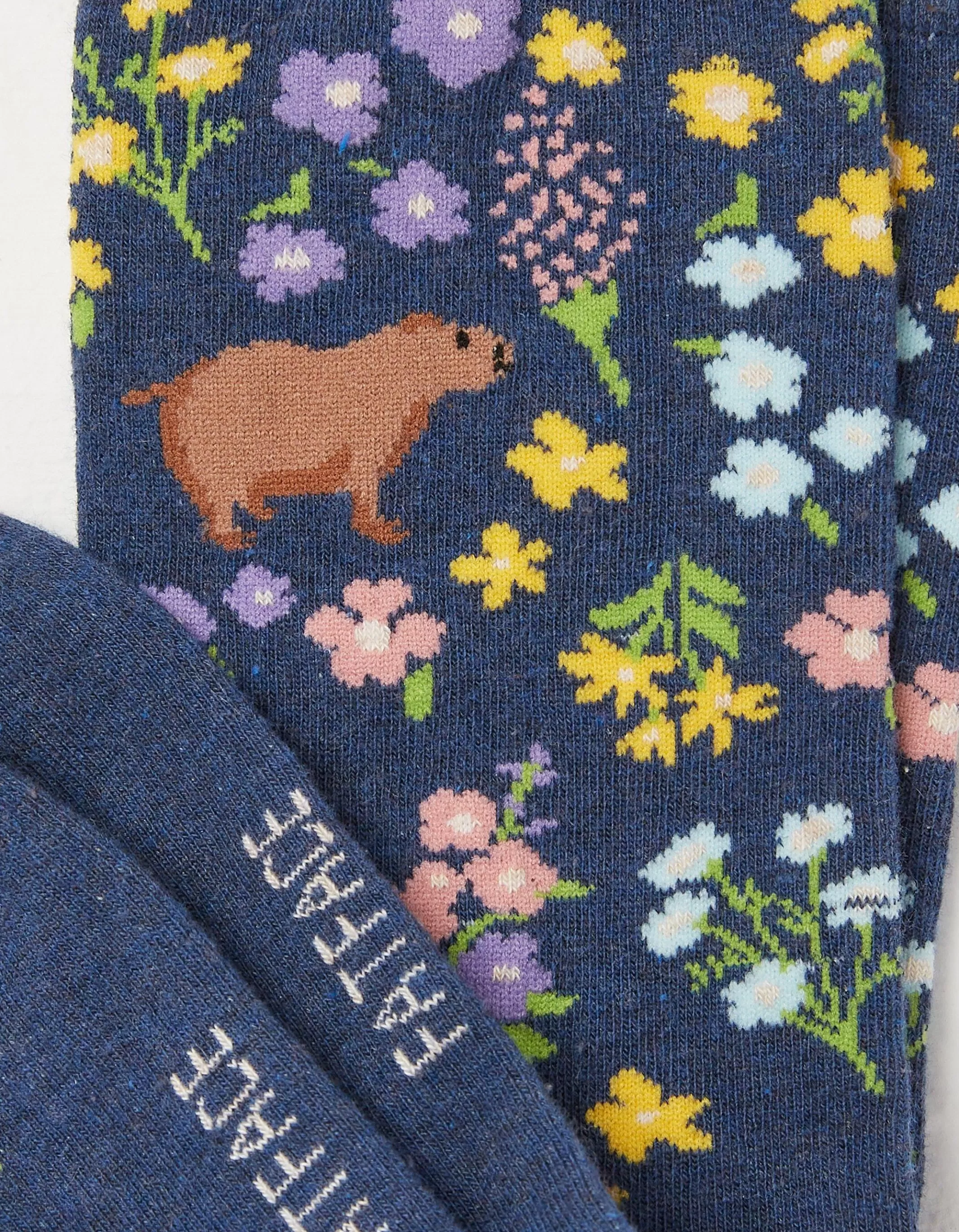 New FatFace 1 Pack Floral Capybara Socks Navy