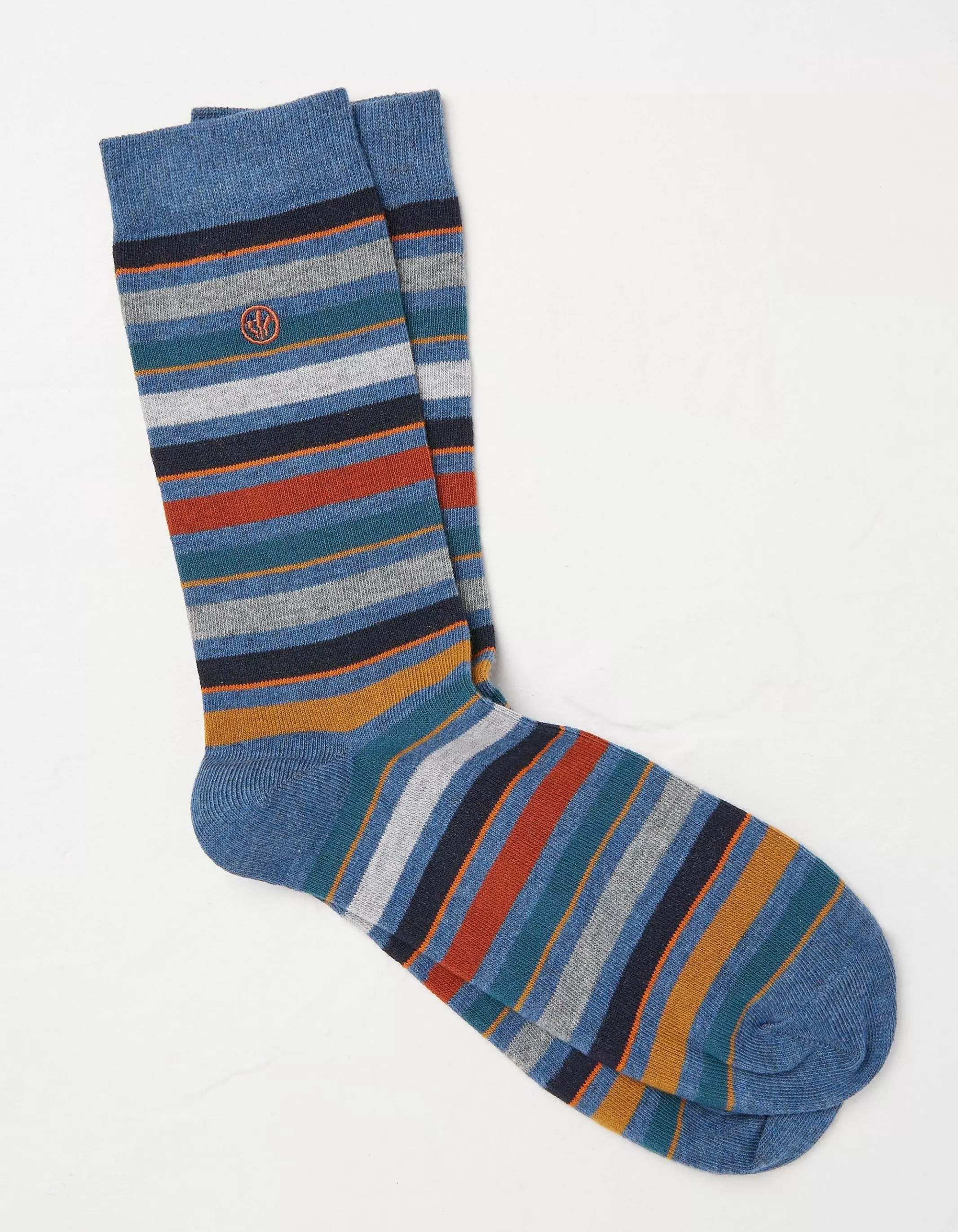 Best FatFace 1 Pack Guz Multi Stripe Socks Blue Marl