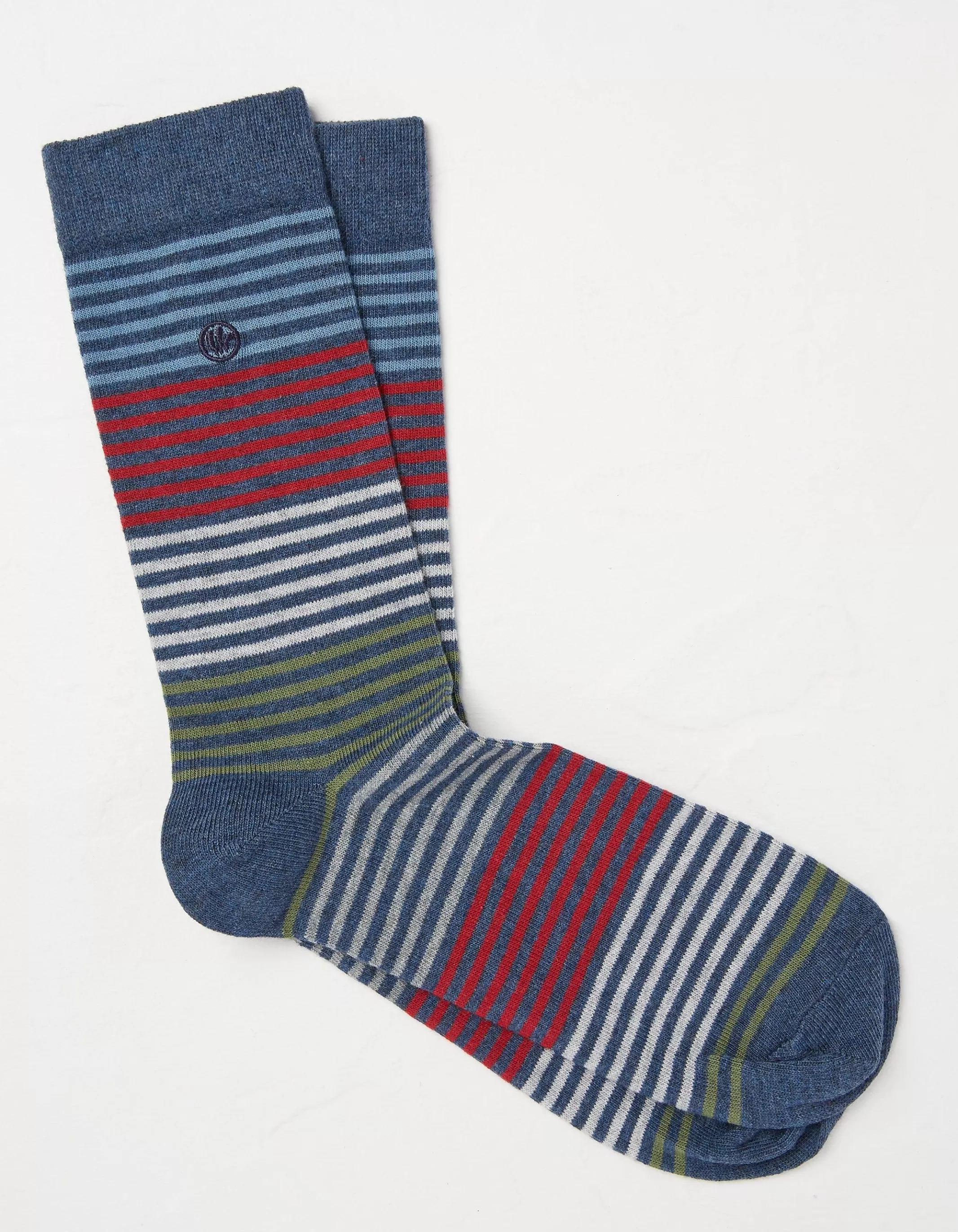 Online FatFace 1 Pack Lucien Stripe Socks Blue Marl