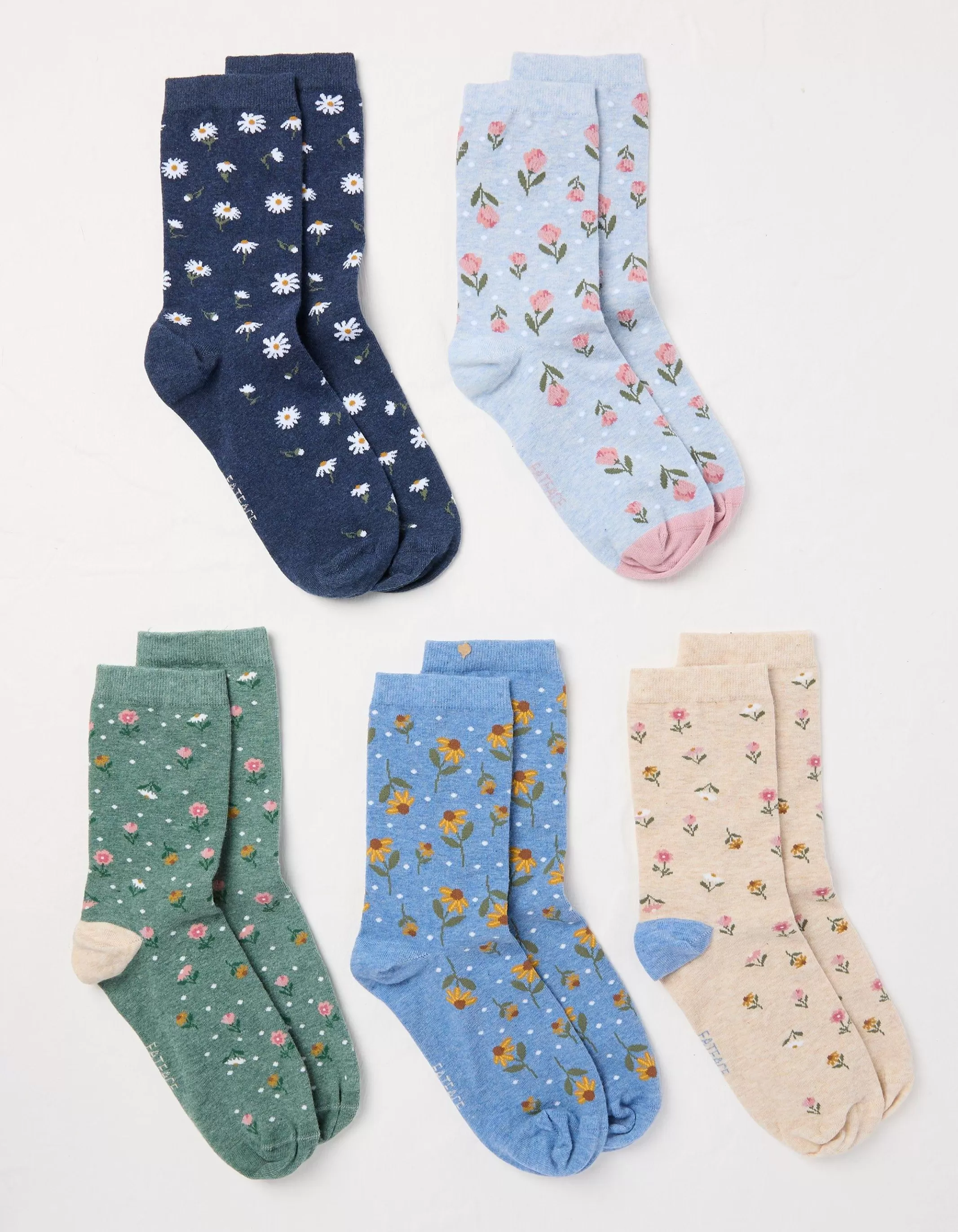 Flash Sale FatFace 5 Pack Floral Socks Multi