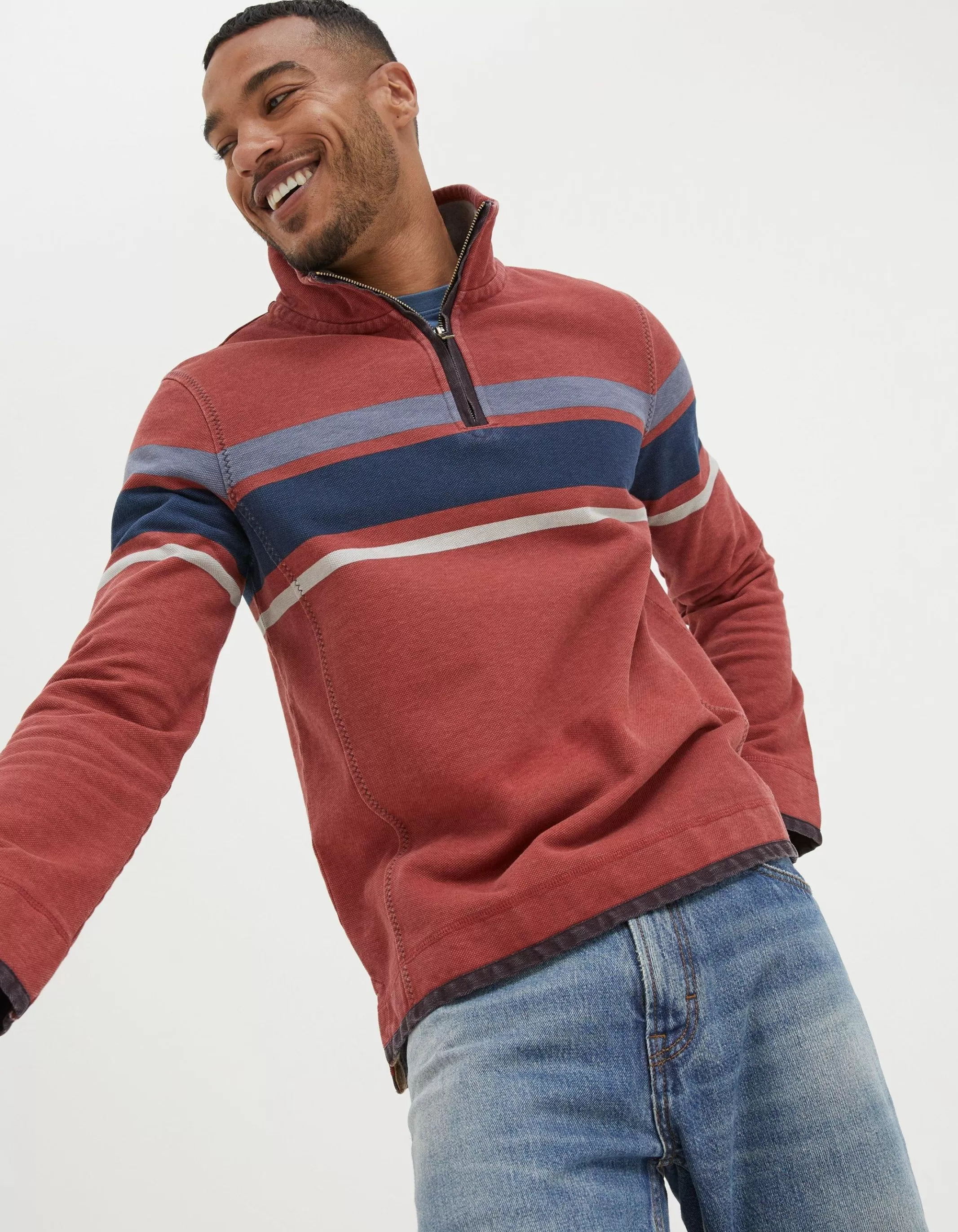 Online FatFace Airlie Chest Stripe Sweatshirt Red