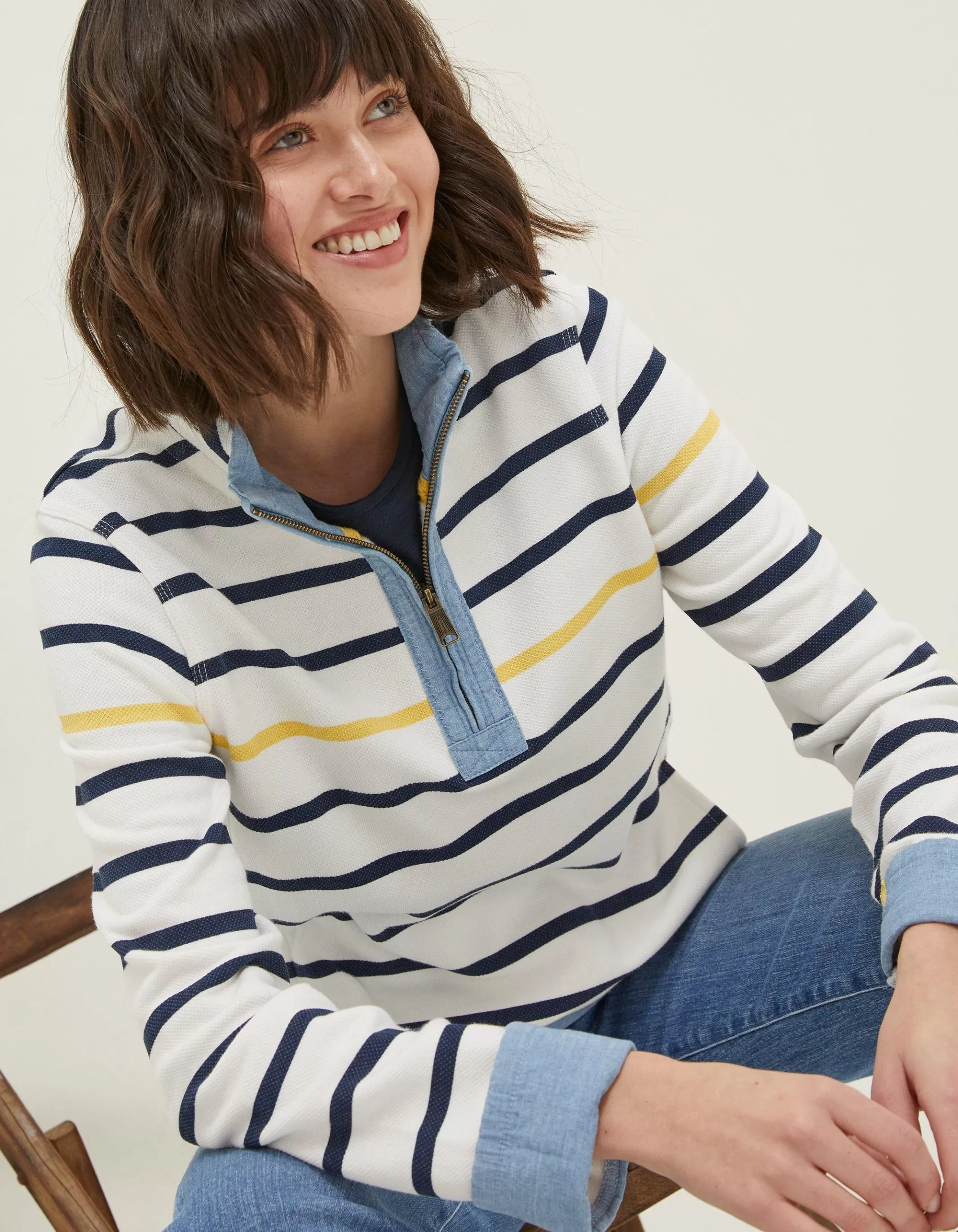 Best FatFace Airlie Stripe Sweat Ivory