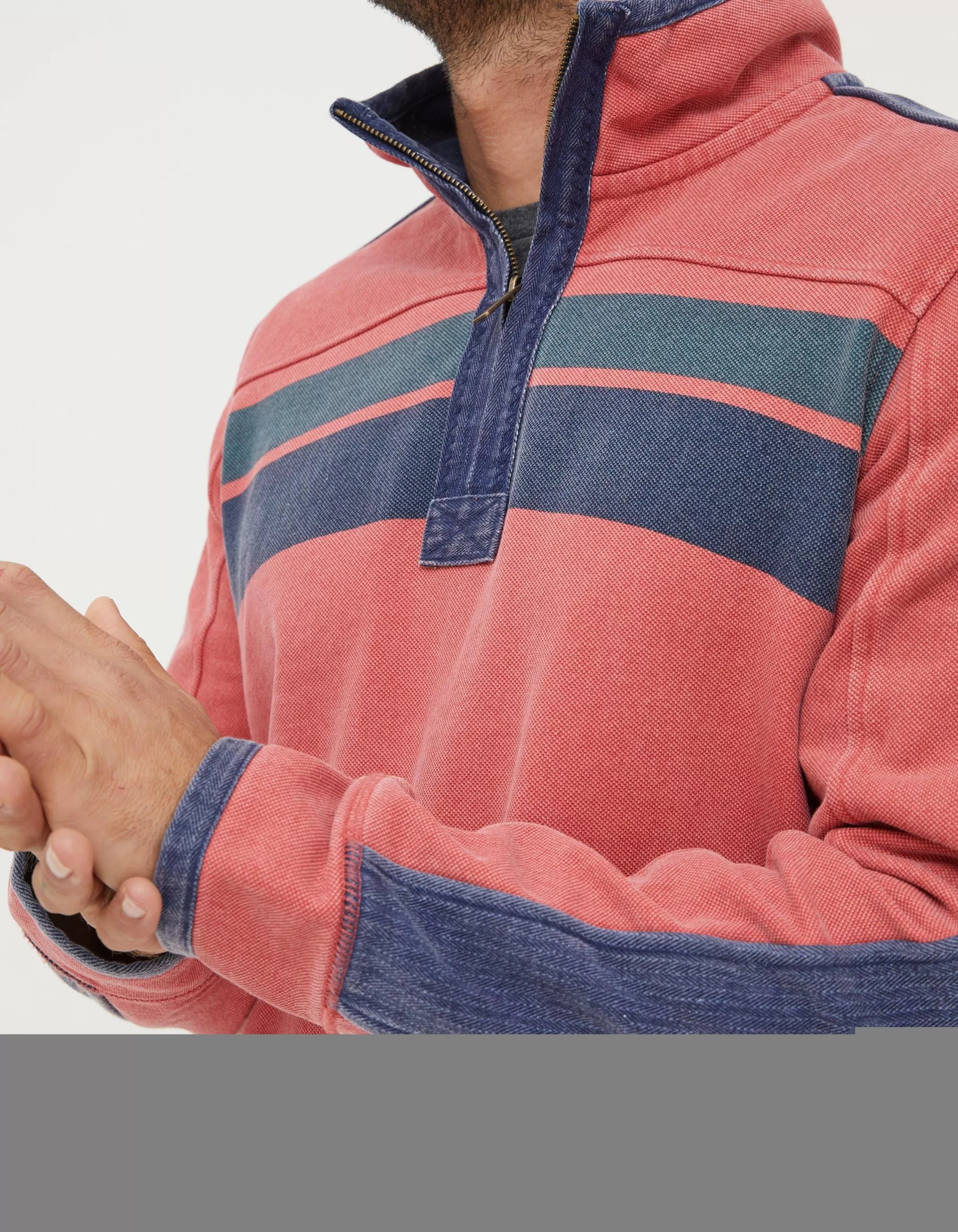Flash Sale FatFace Airlie Yoke Stripe Sweatshirt Coral Pink