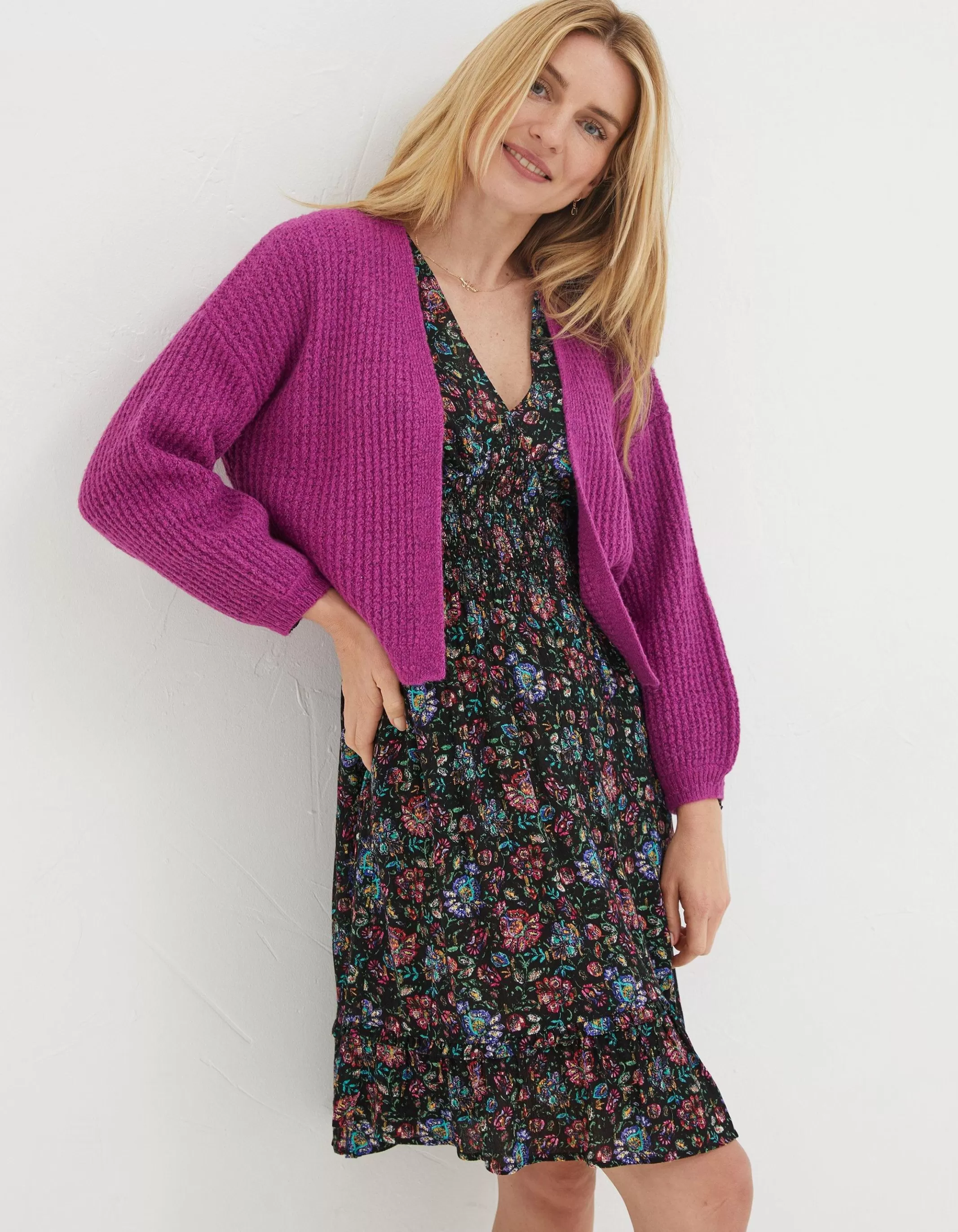 Hot FatFace Anna Short Cardigan Pink