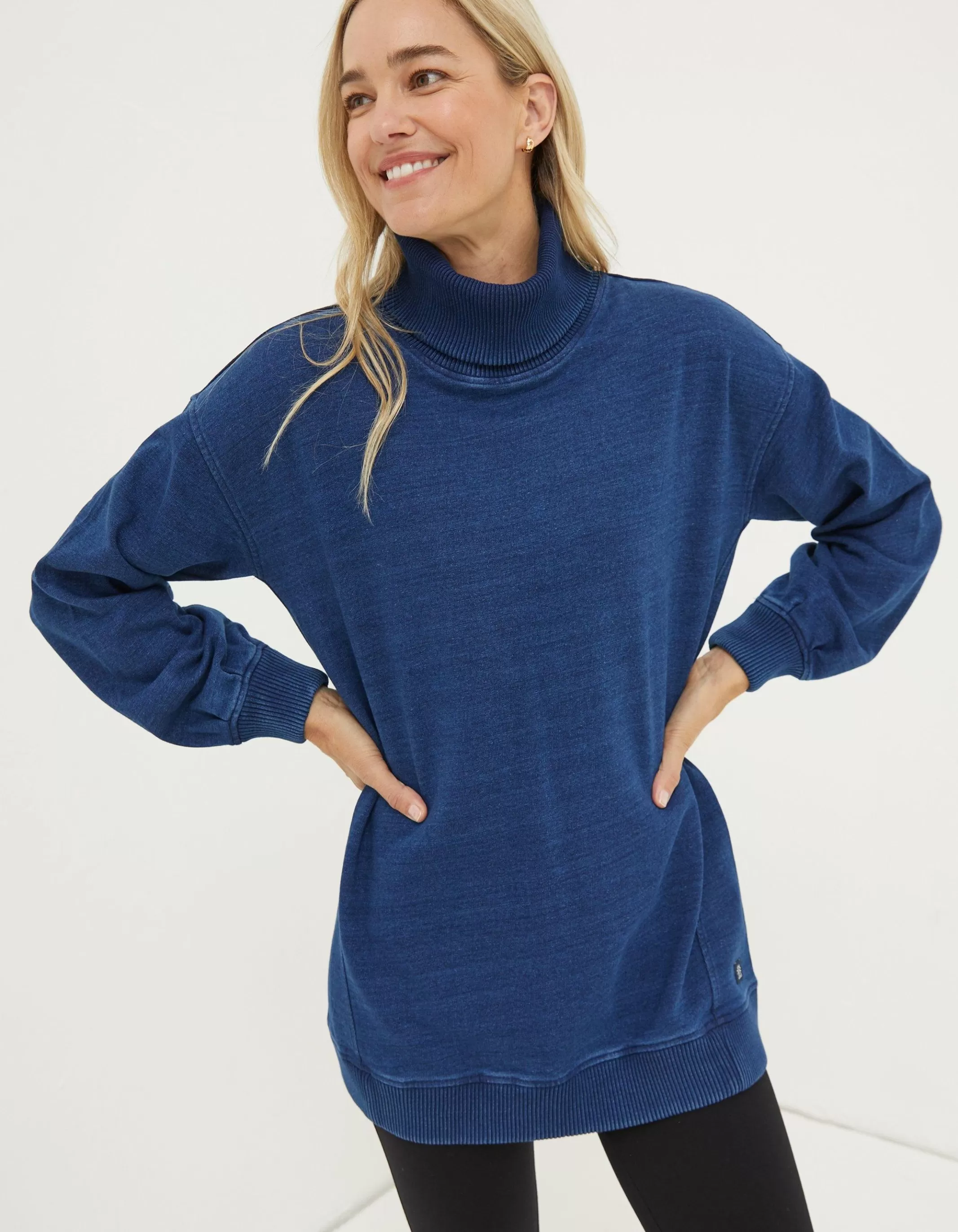 Online FatFace Arabella Roll Neck Tunic Indigo Blue