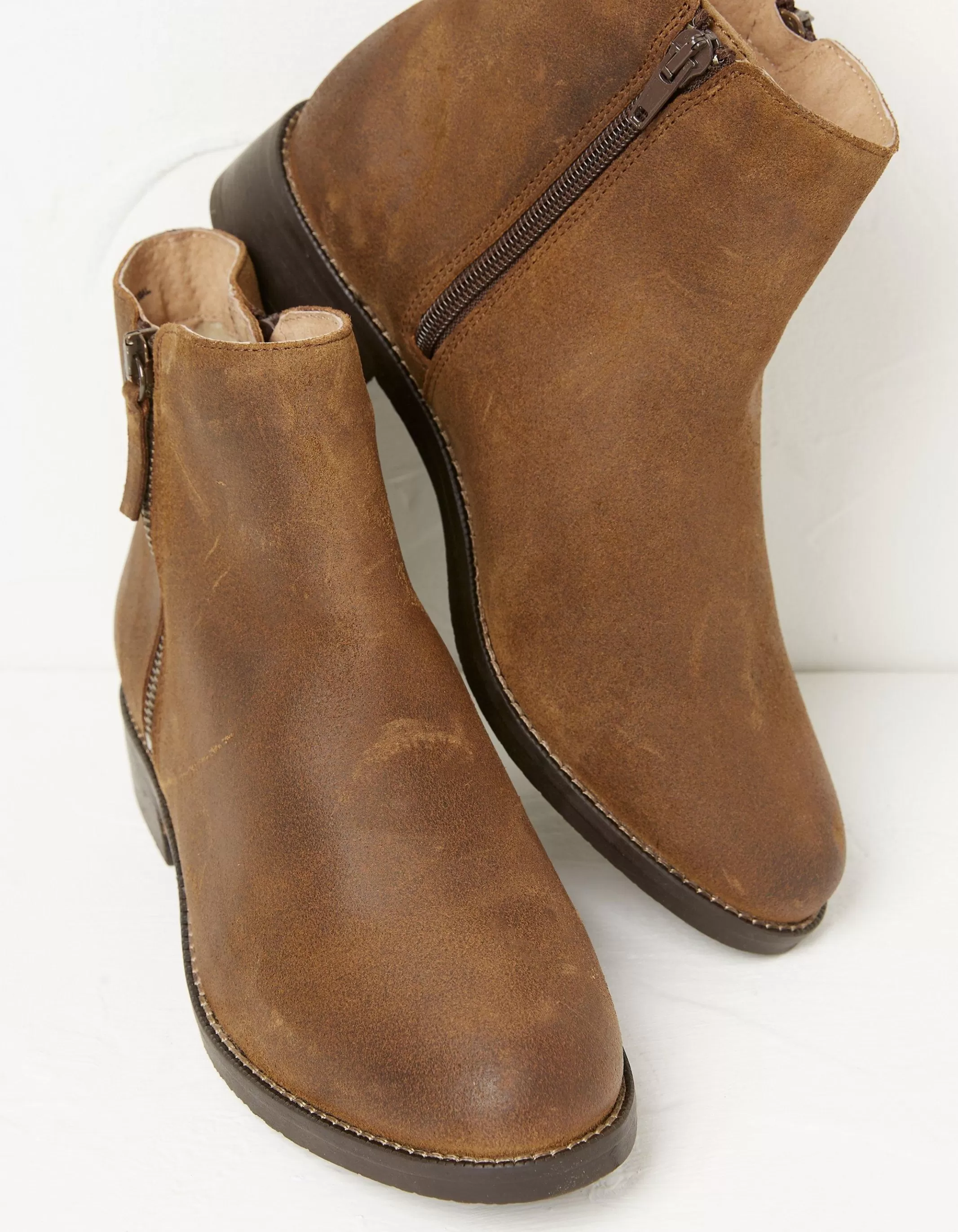 Discount FatFace Aria Ankle Zip Boots Tan