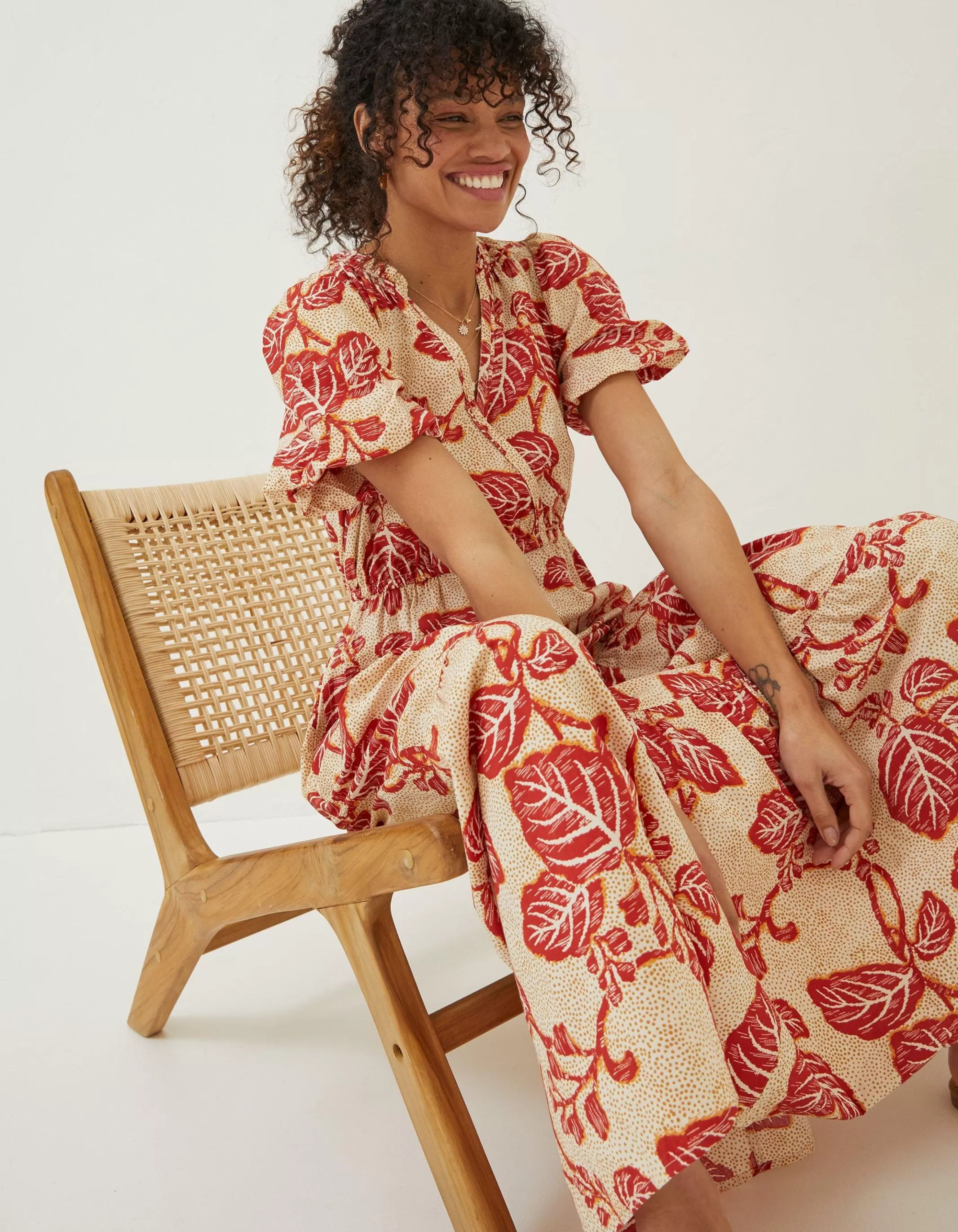 Shop FatFace Aubrey Vine Floral Maxi Dress Cream