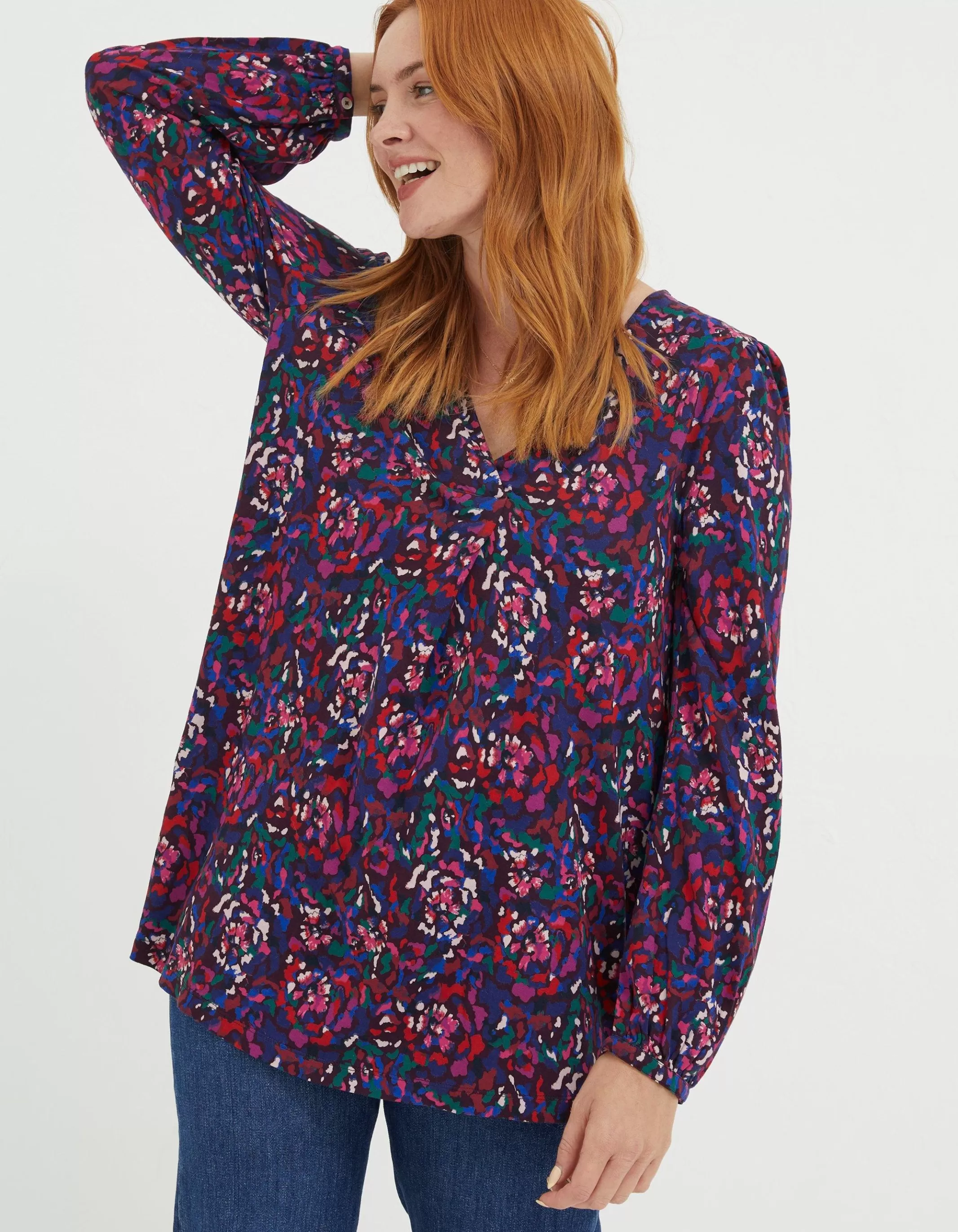 Clearance FatFace Aurelia Abstract Marks Tunic Purple
