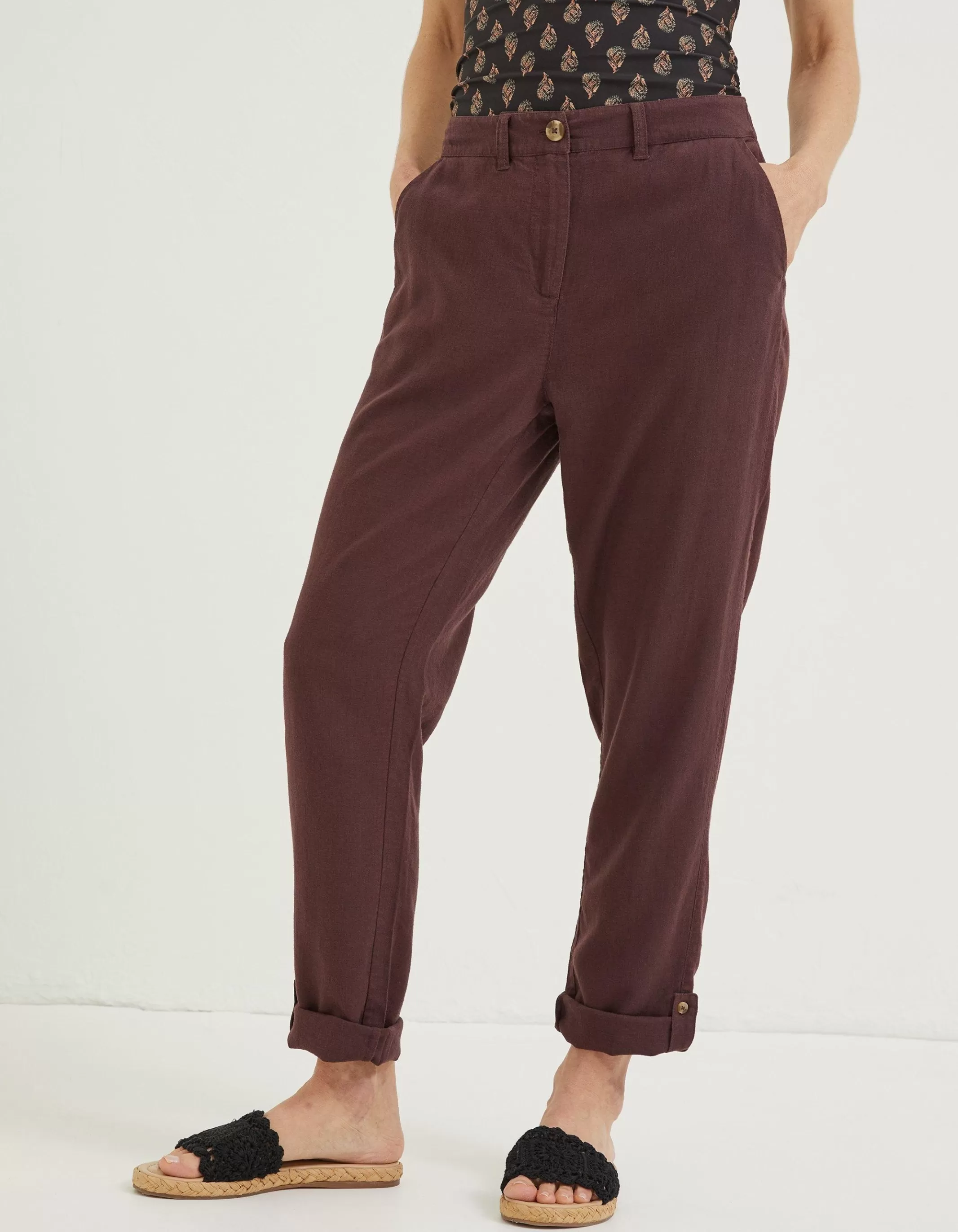 Online FatFace Austell Linen Blend Jogger Dark Brown