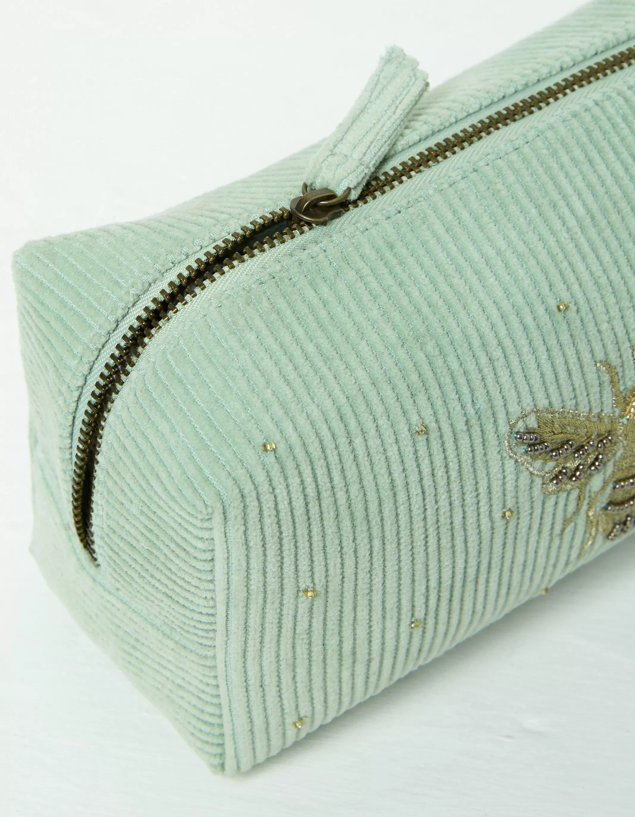 Cheap FatFace Bee Cord Make Up Bag Light Green