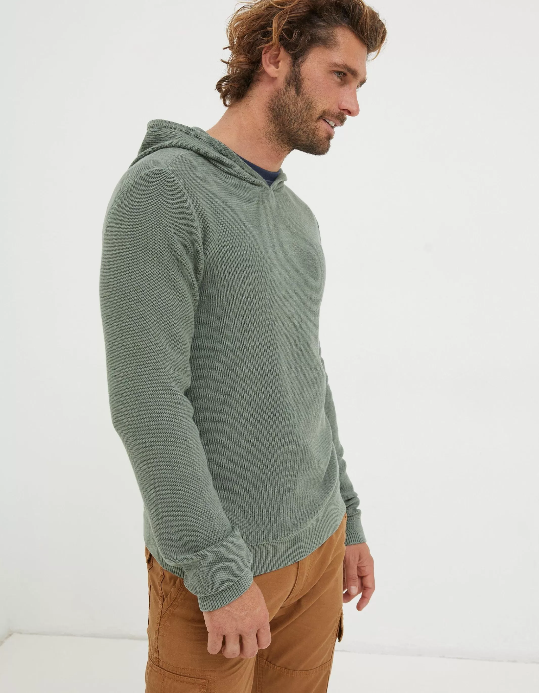 Hot FatFace Berwick Washed Hoodie Green Haze