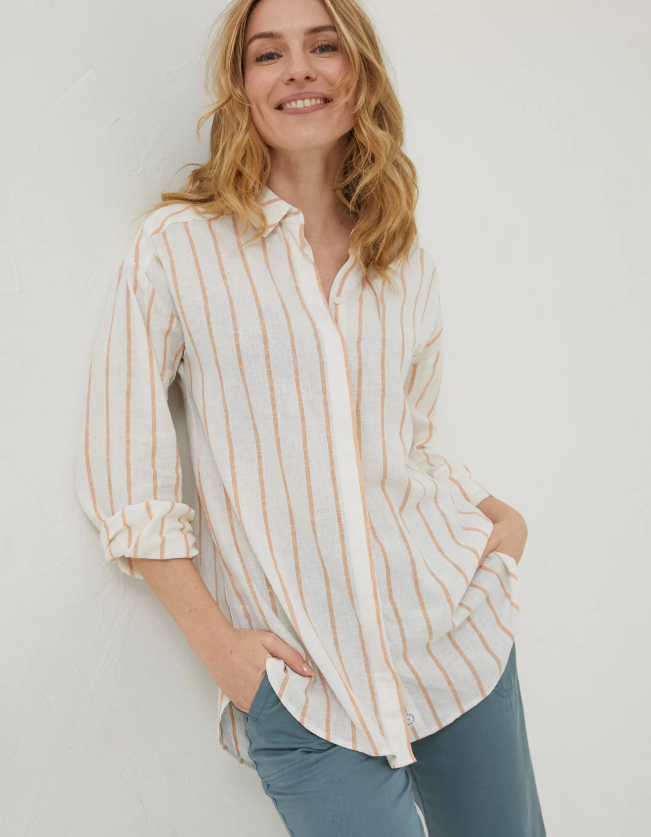 Discount FatFace Billie Linen Blend Shirt White