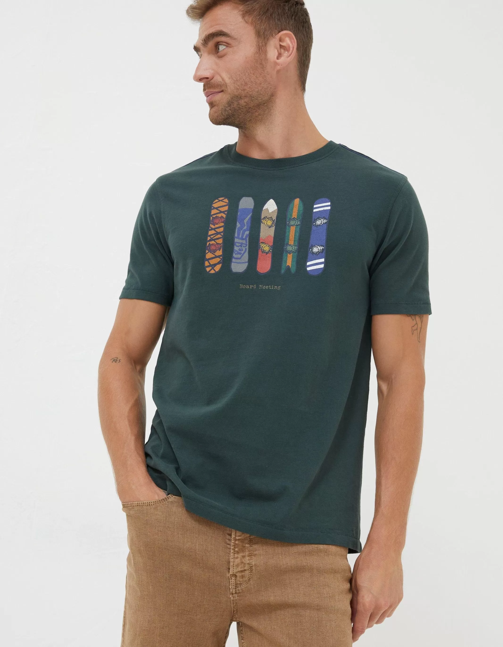 Fashion FatFace Board Meeting T-Shirt Emerald Green