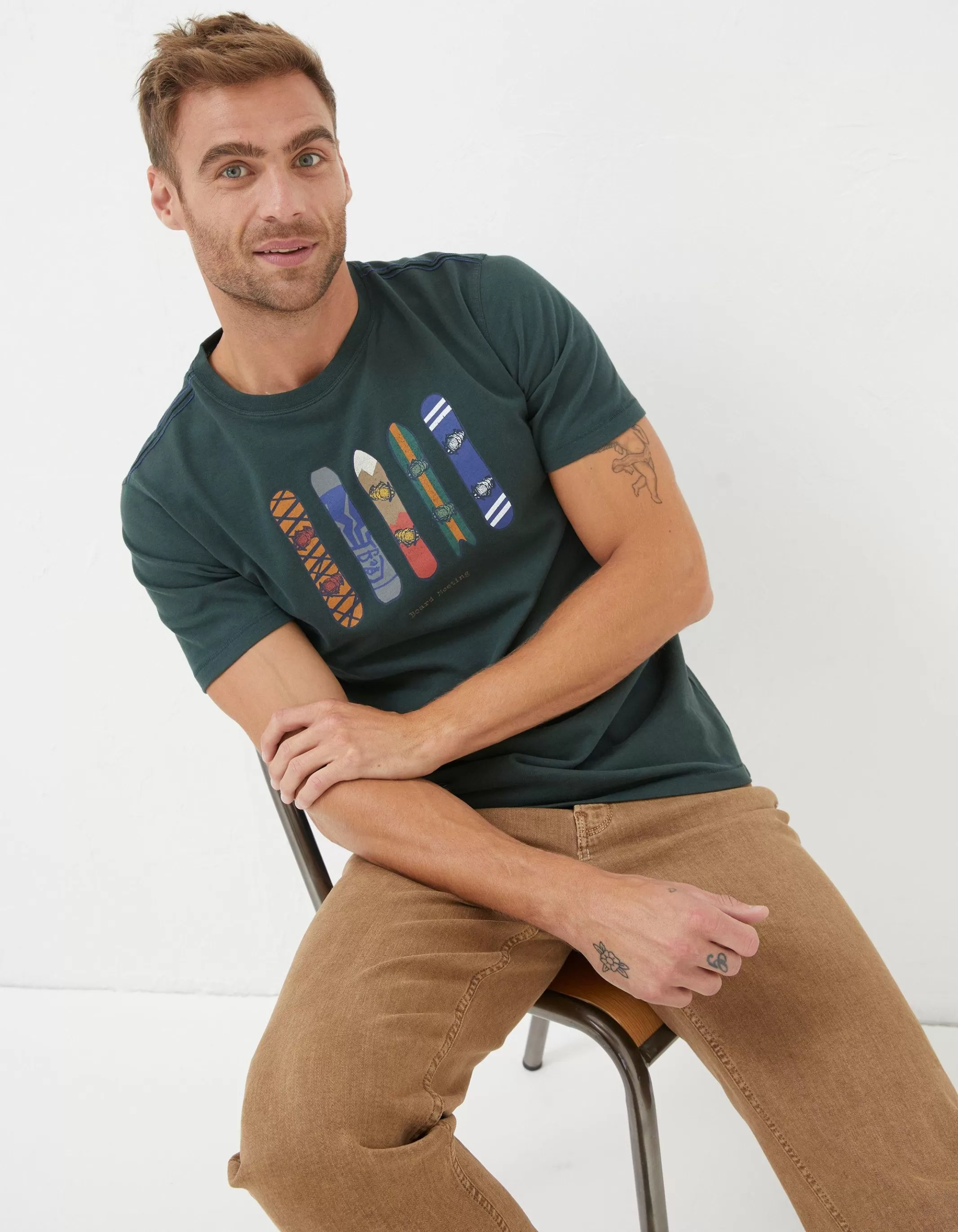 Fashion FatFace Board Meeting T-Shirt Emerald Green