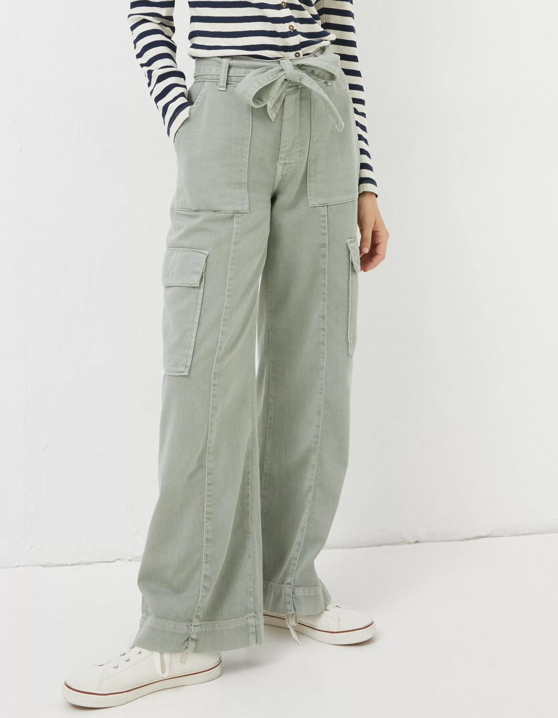 Clearance FatFace Bodi Belted Cargo Trouser Sage Green