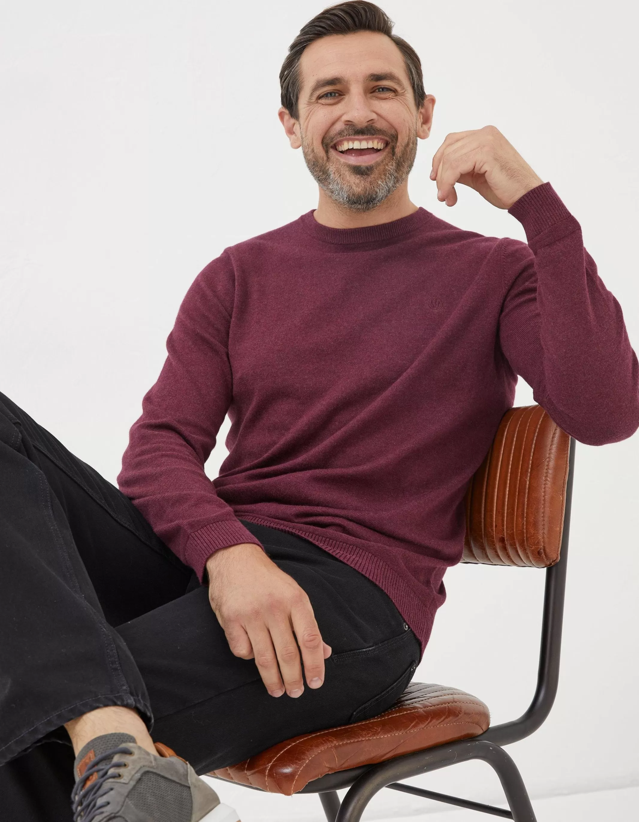 Discount FatFace Braunton Crew Jumper Plum