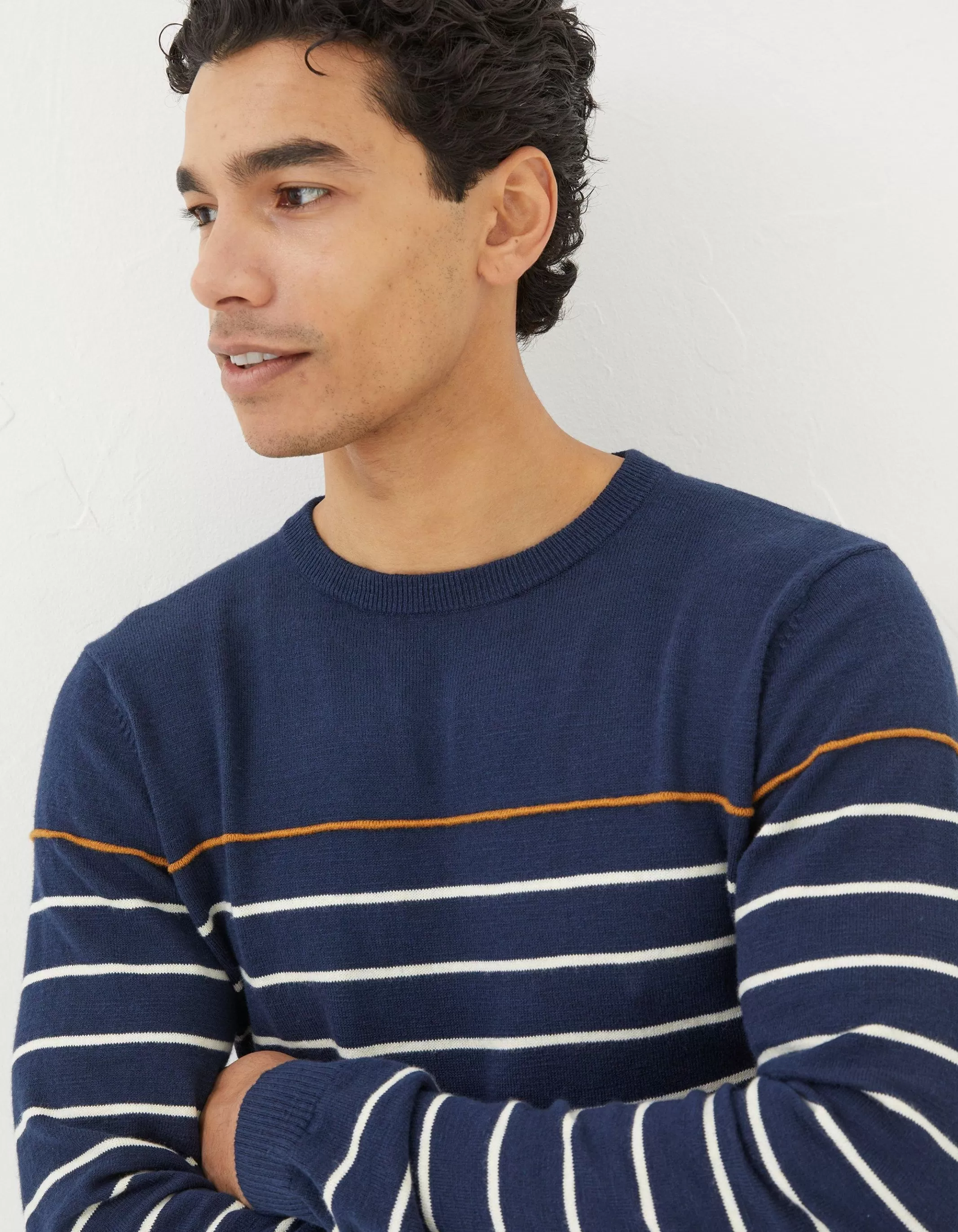 Flash Sale FatFace Braunton Stripe Crew Jumper Navy