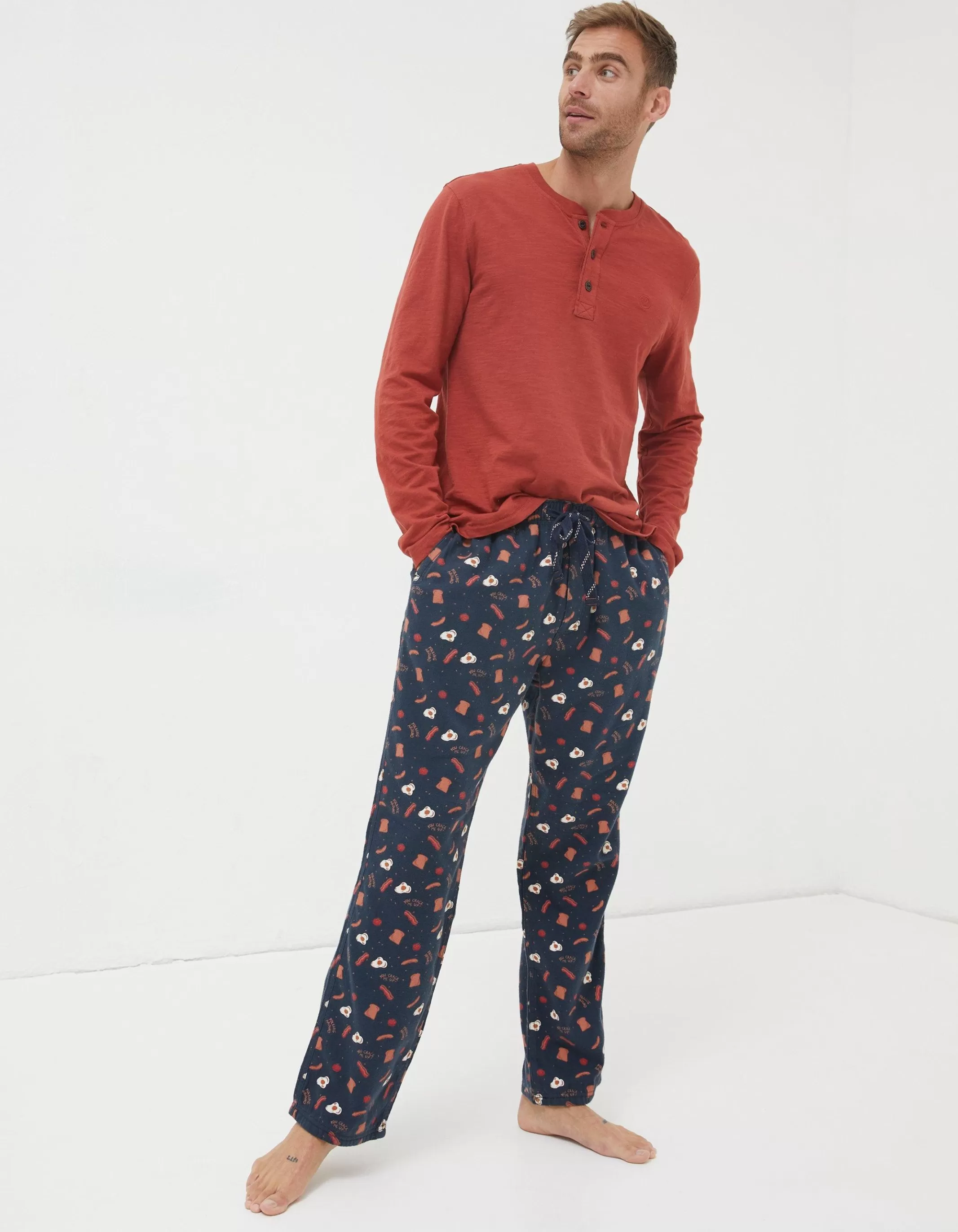 Flash Sale FatFace Breakfast Print Pyjama Bottoms Navy