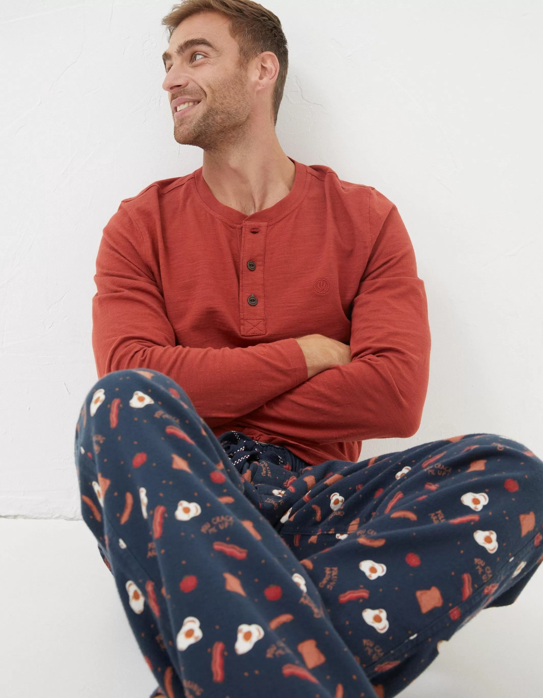 Flash Sale FatFace Breakfast Print Pyjama Bottoms Navy