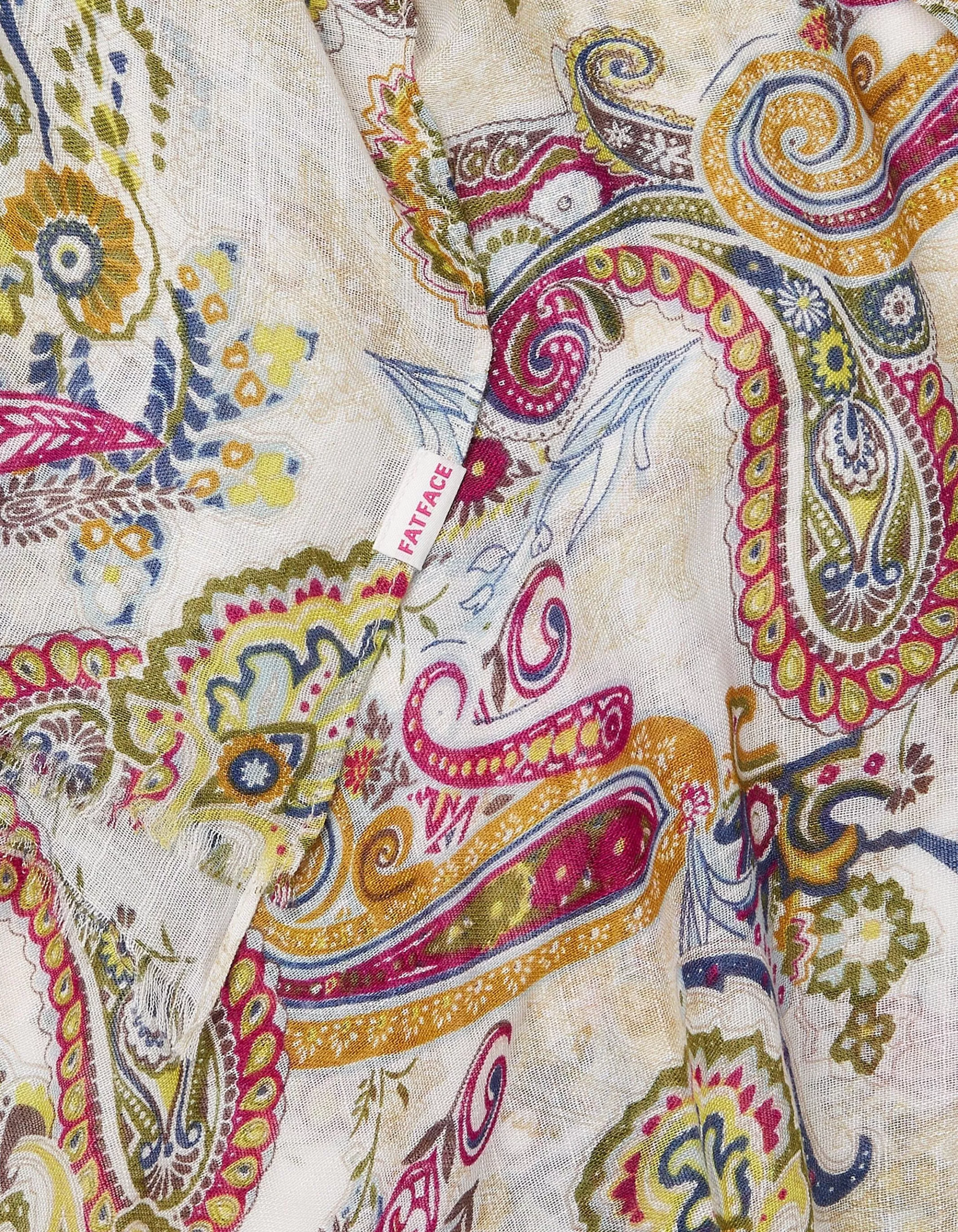 Flash Sale FatFace Bright Paisley Scarf Ivory