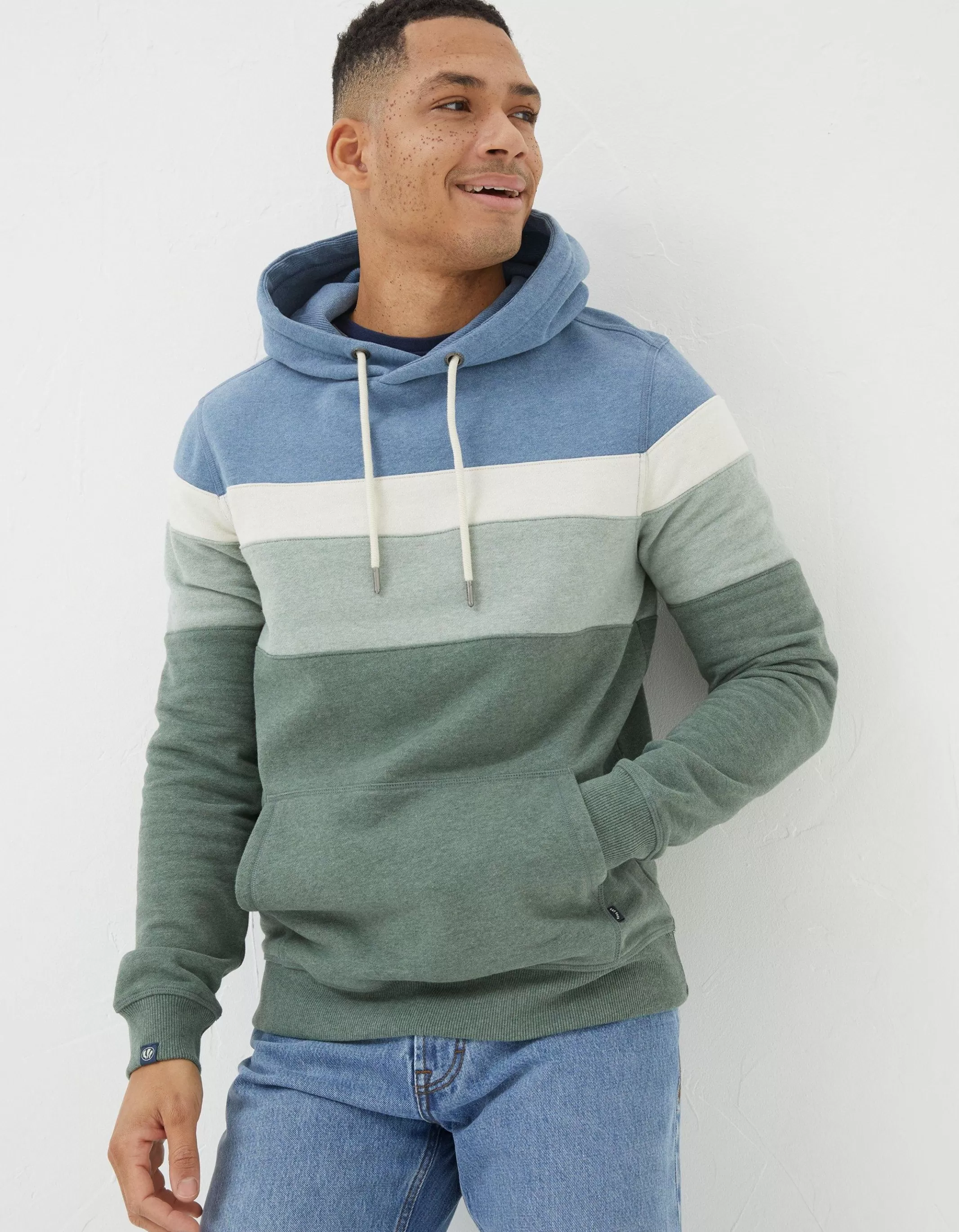 Cheap FatFace Brooke Cut And Sew Hoodie Light Green Marl