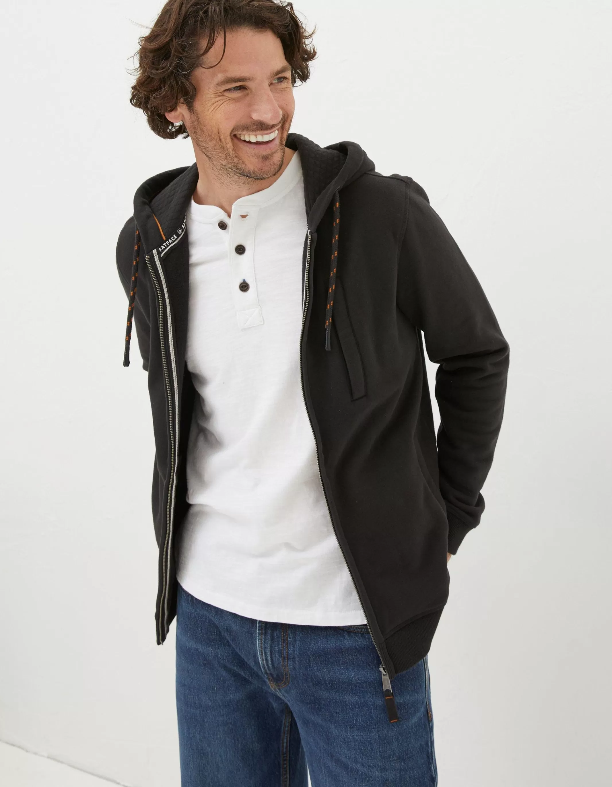 Clearance FatFace Brooke Zip Through Hoodie Black