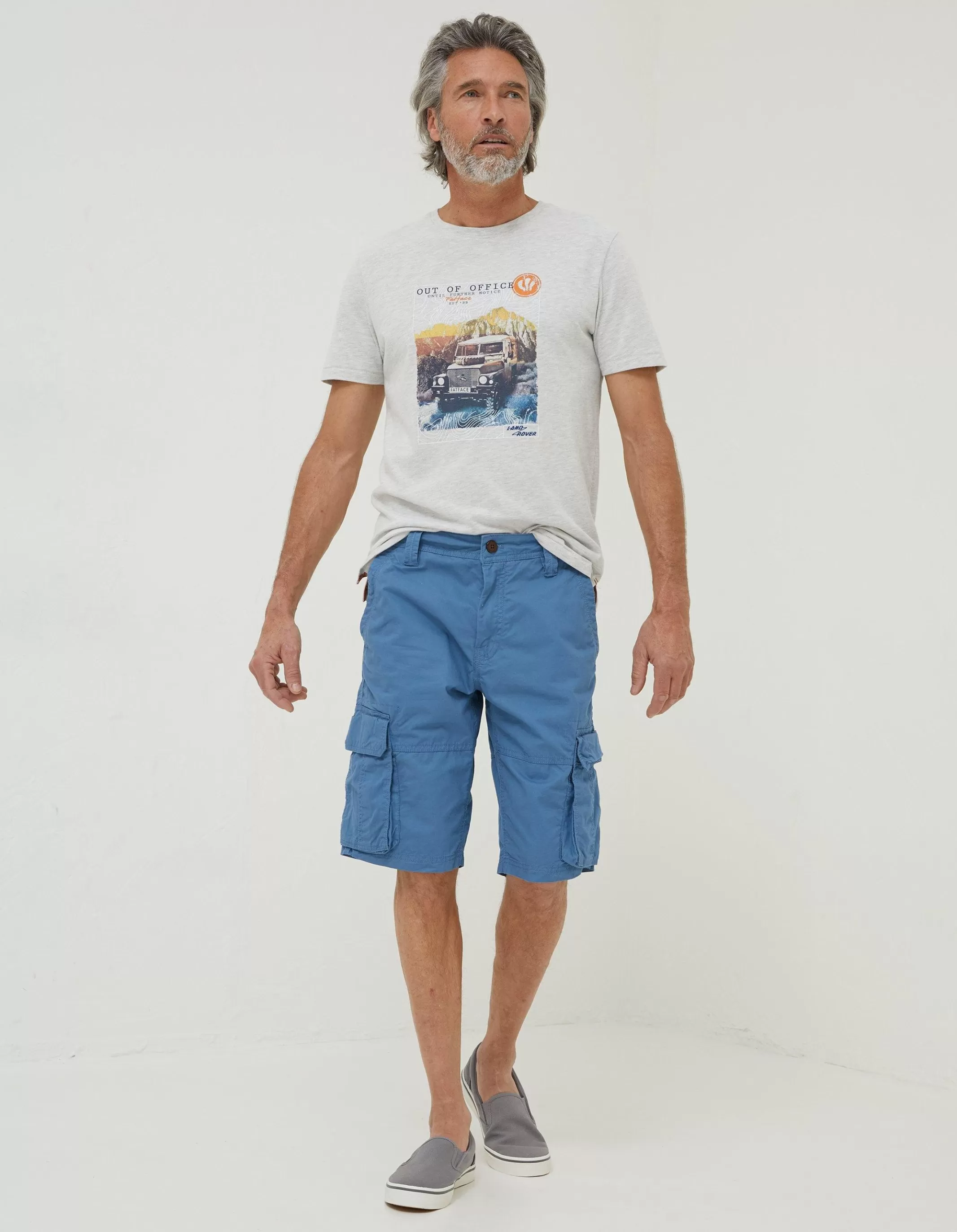 Fashion FatFace Bude Lightweight Cargo Shorts Washed Blue