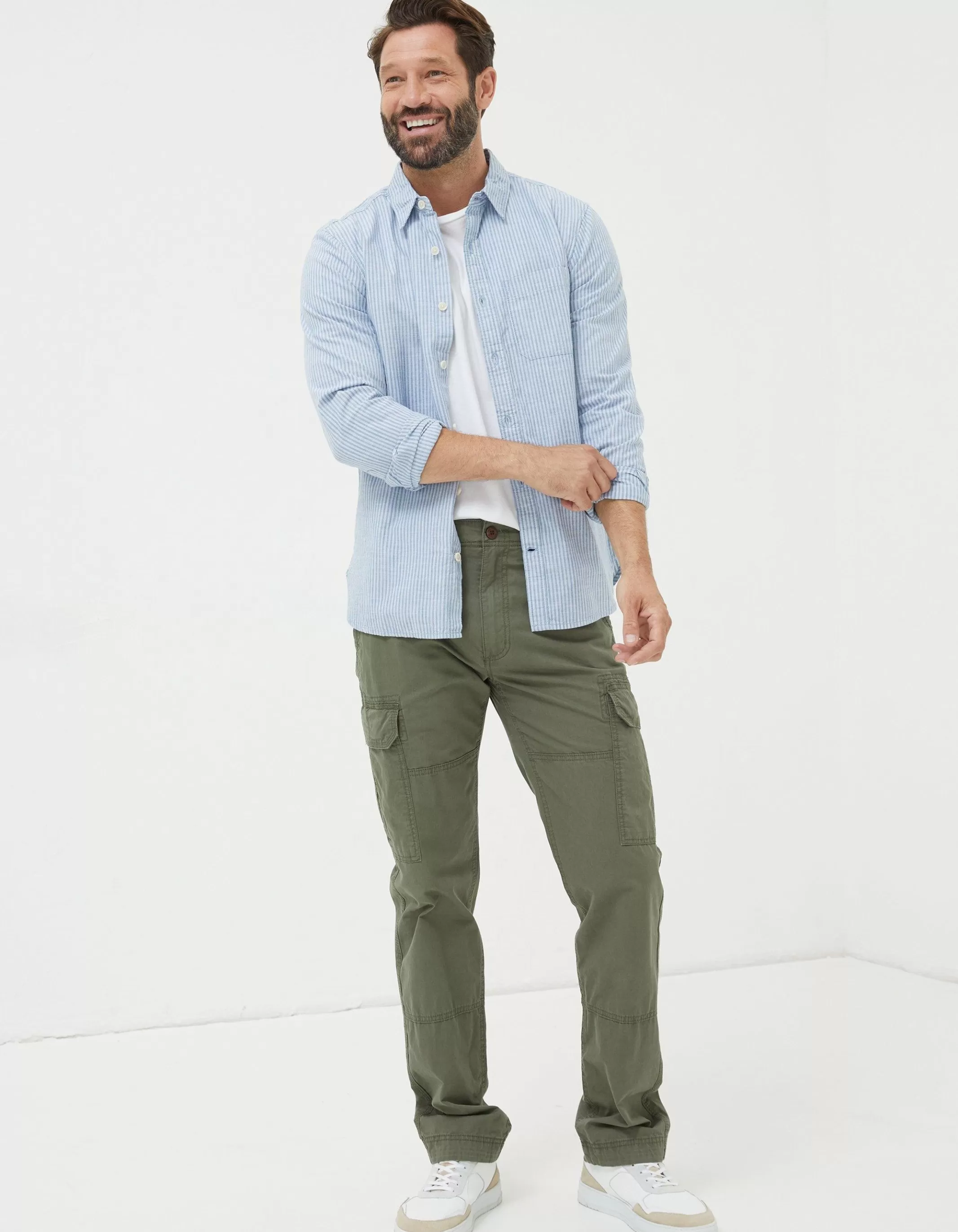 Sale FatFace Bude Straight Cargo Trousers Khaki Green