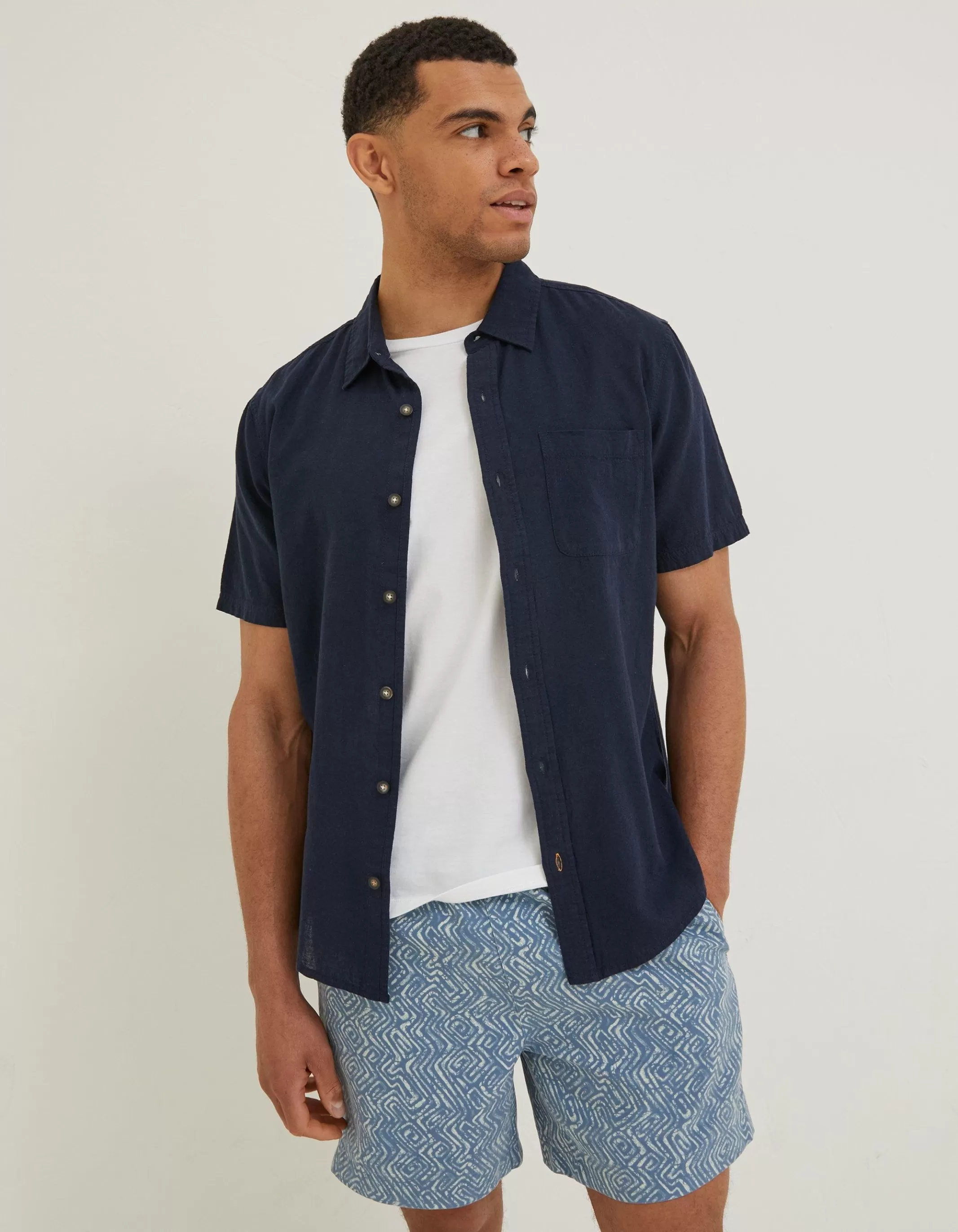 Flash Sale FatFace Bugle Linen Cotton Shirt Navy