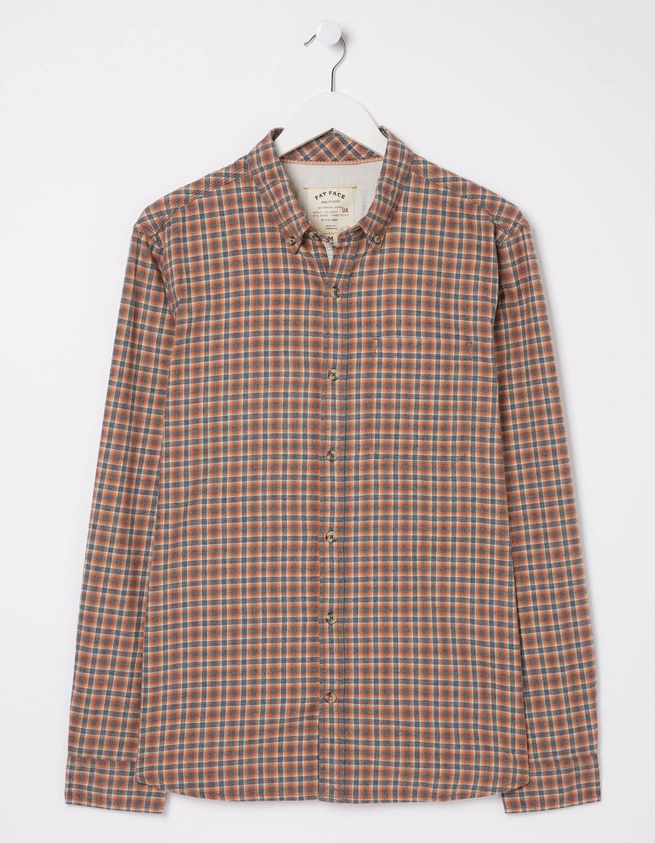 Clearance FatFace Burdon Gingham Shirt Orange