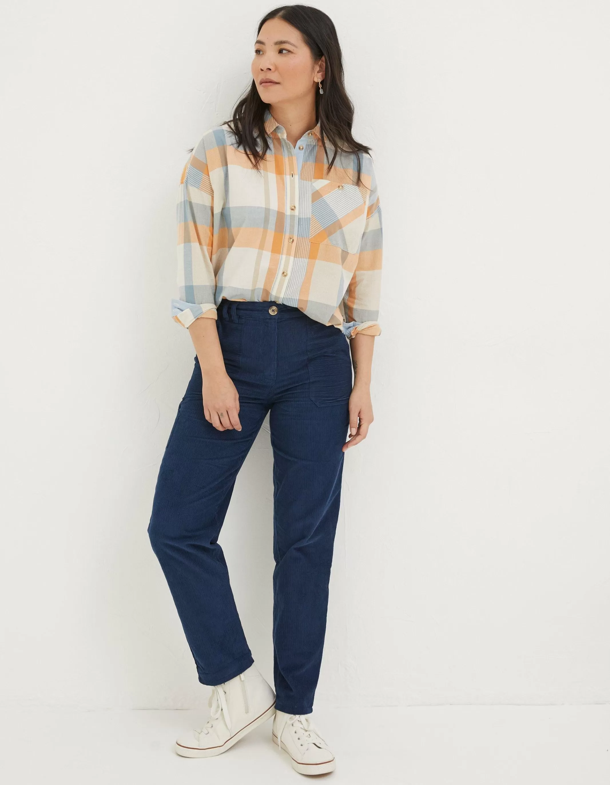 Best Sale FatFace Chesil Mixed Cord Trousers Navy