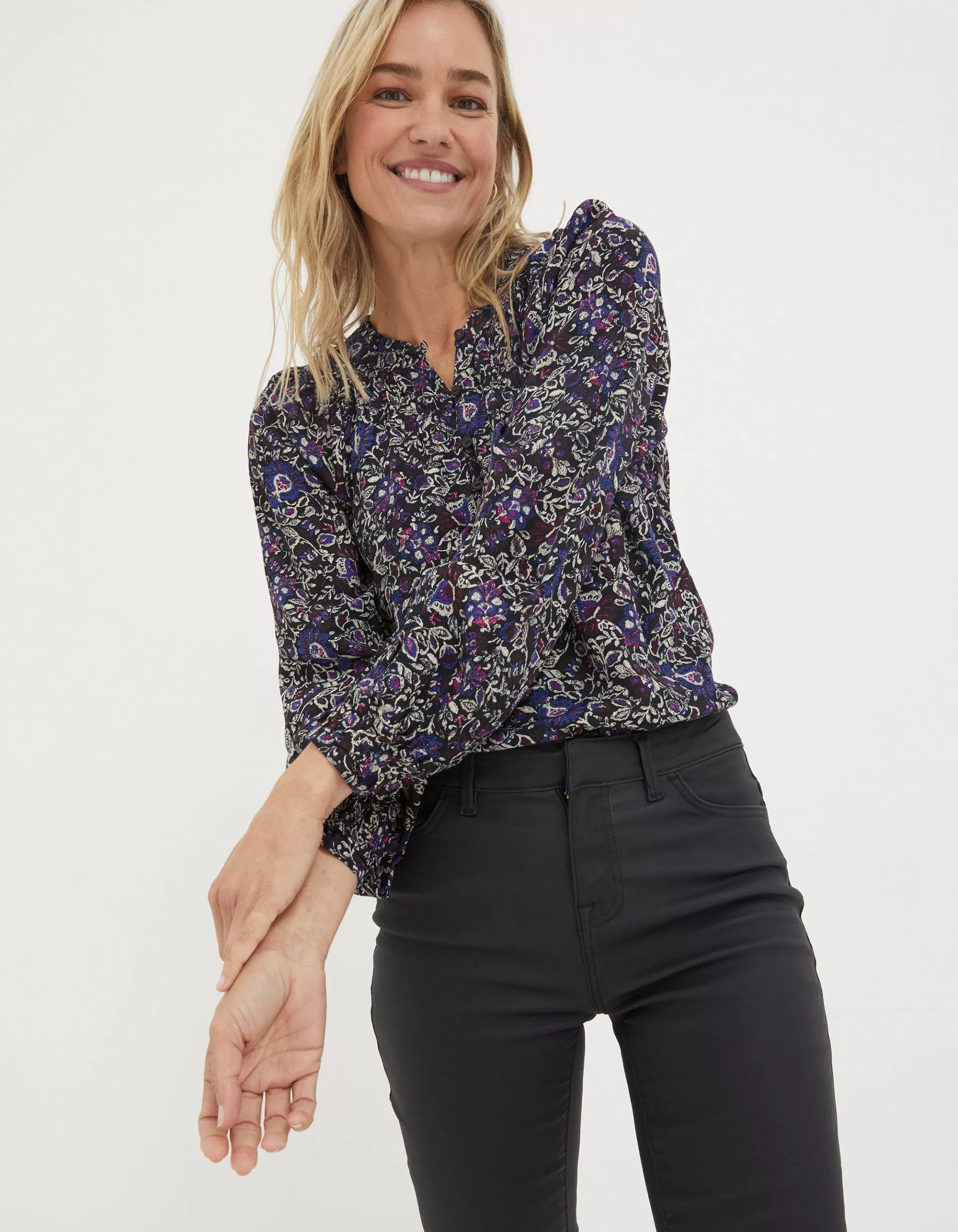Hot FatFace Chessie Inspirit Floral Blouse Black
