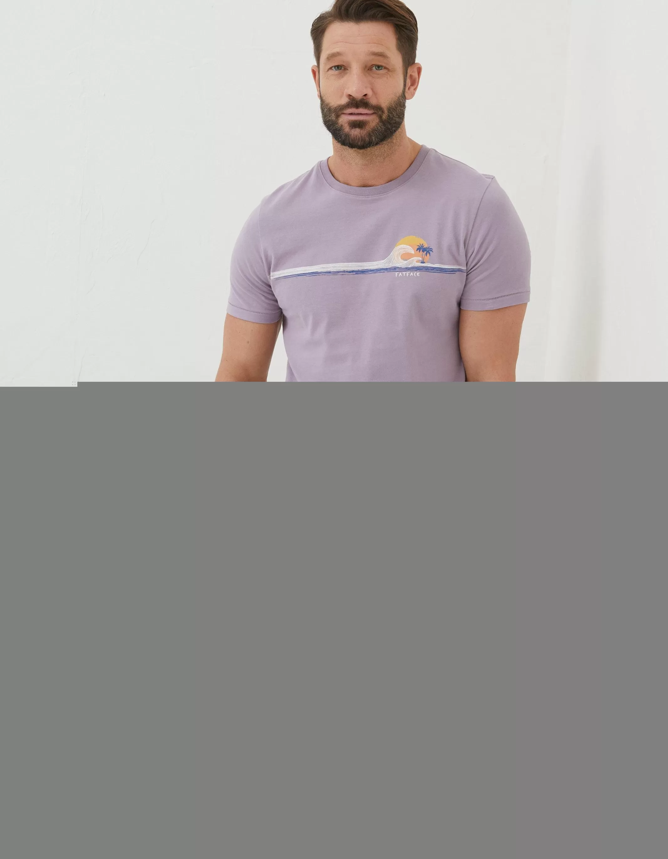 Fashion FatFace Chest Stripe Wave T-Shirt Lilac