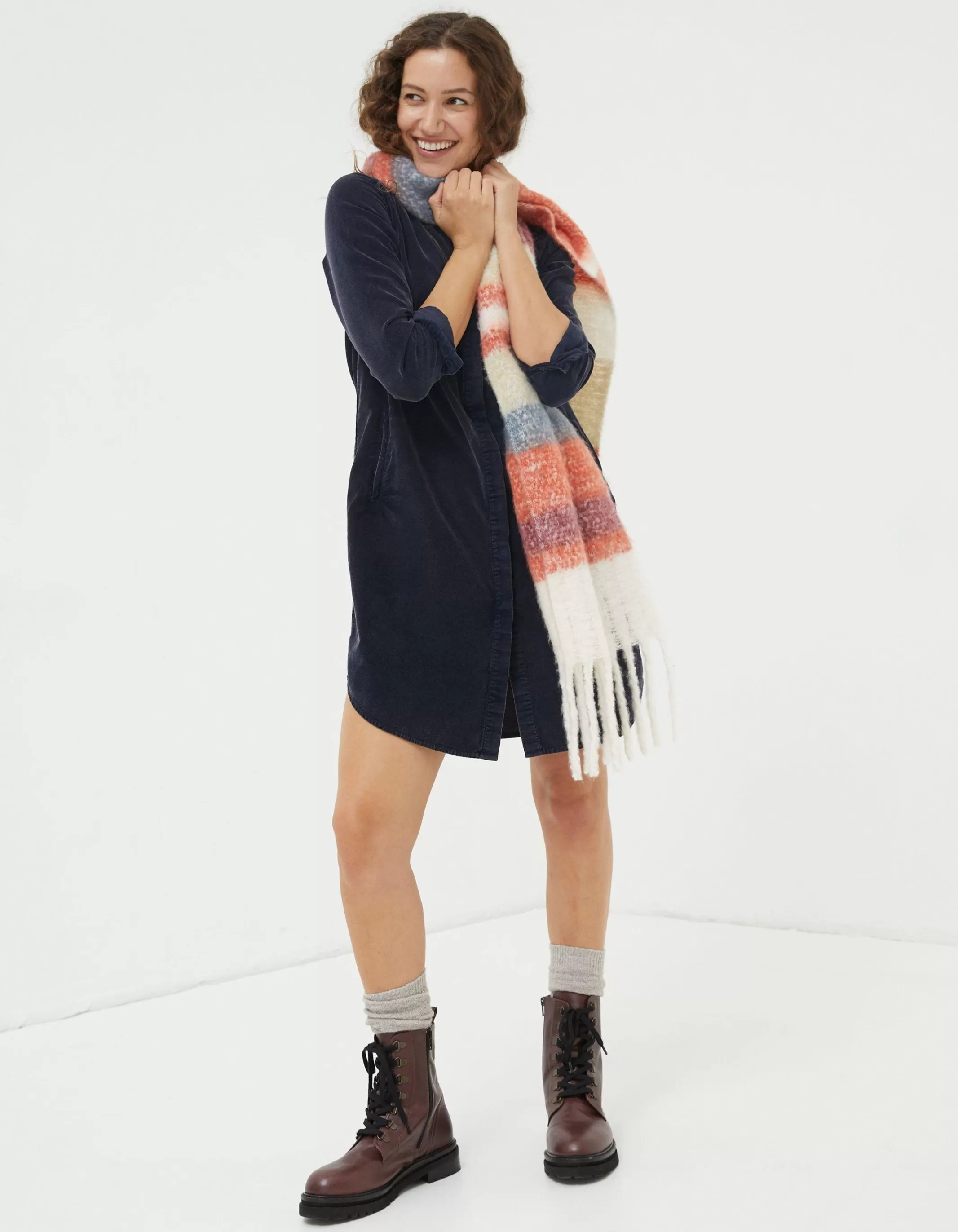 Outlet FatFace Chester Cord Dress Dark Navy