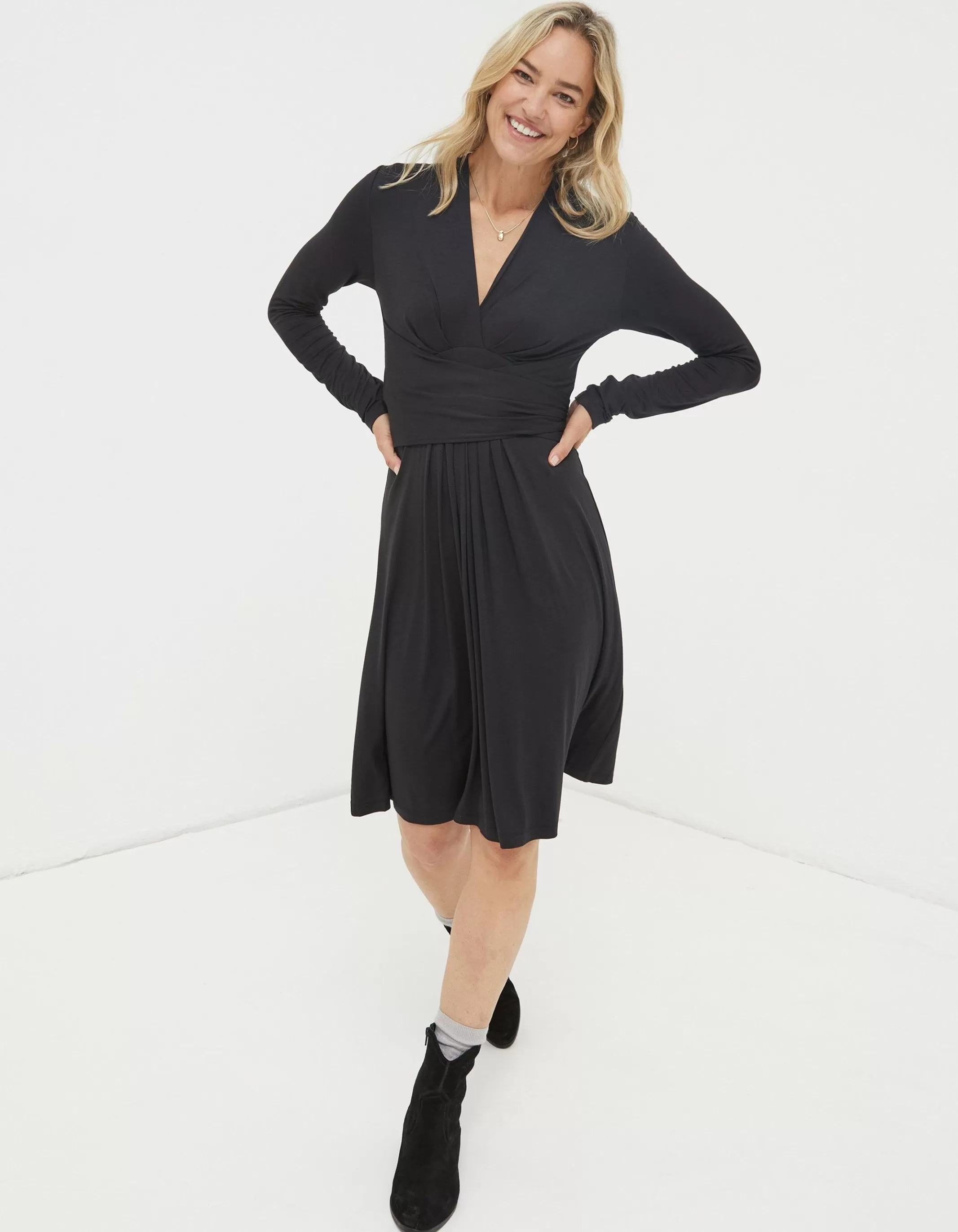 Sale FatFace Delphine Jersey Dress Black