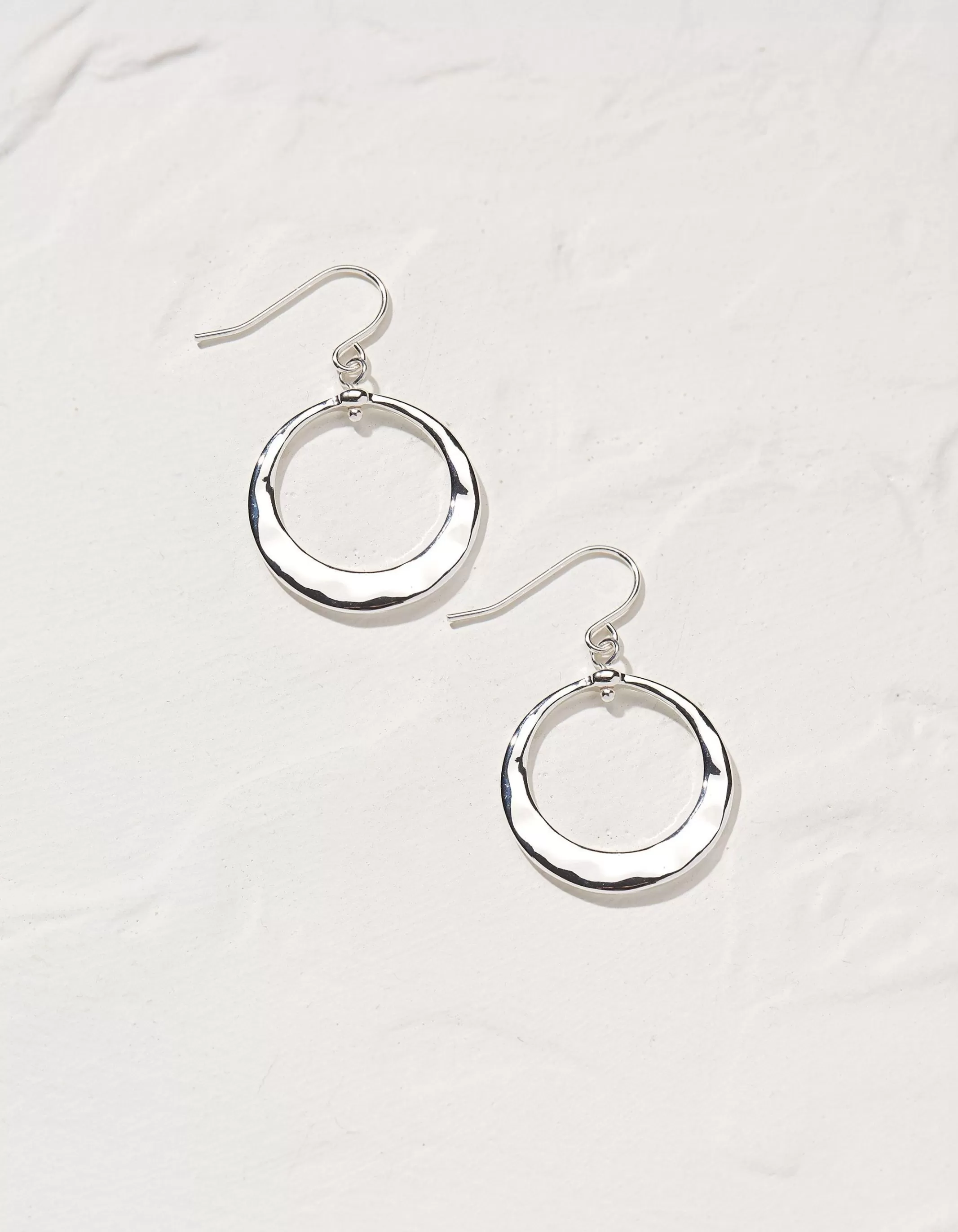 New FatFace Disc Drop Earrings Silver