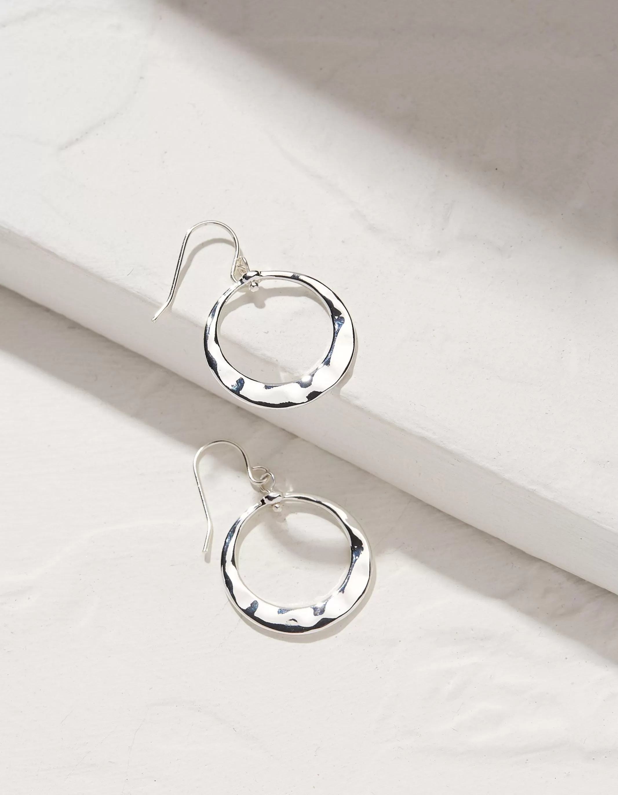 New FatFace Disc Drop Earrings Silver