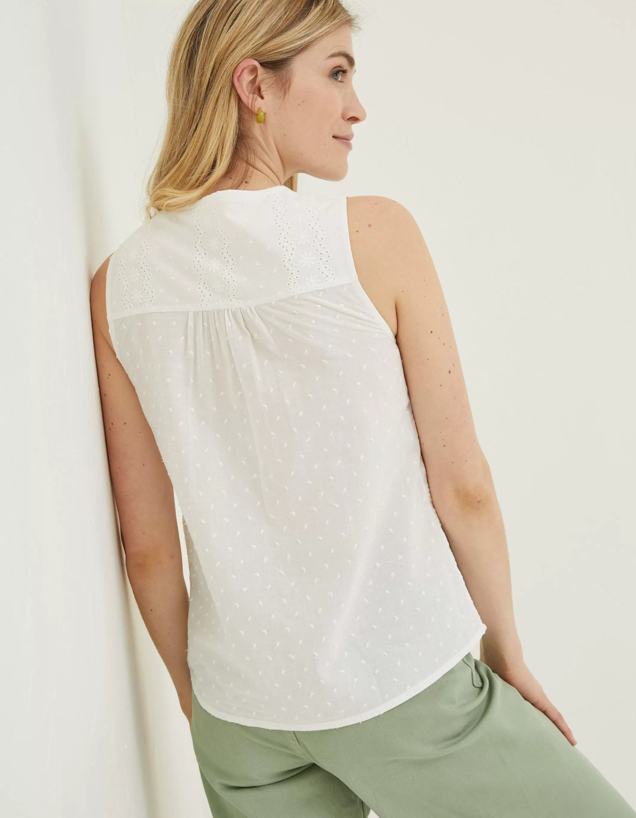 Sale FatFace Elianna Broderie Cami White