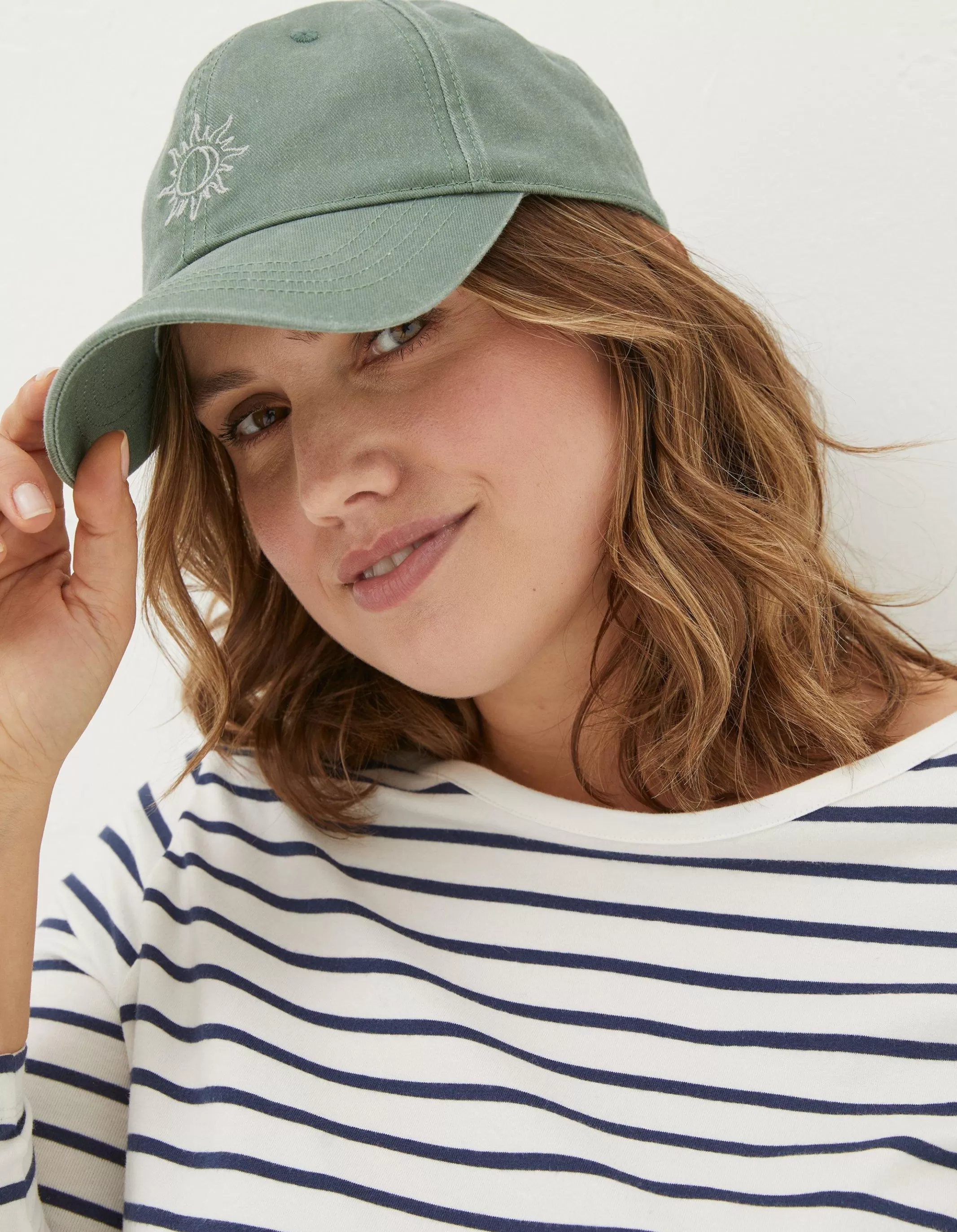 Cheap FatFace Embroidered Sun Cap Green Haze