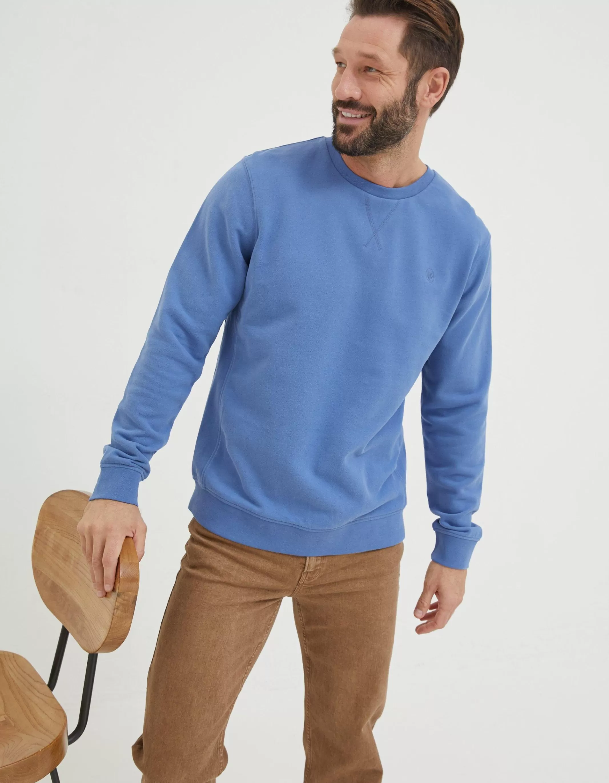 Shop FatFace Emsworth Crew Neck Sweatshirt Cobalt Blue