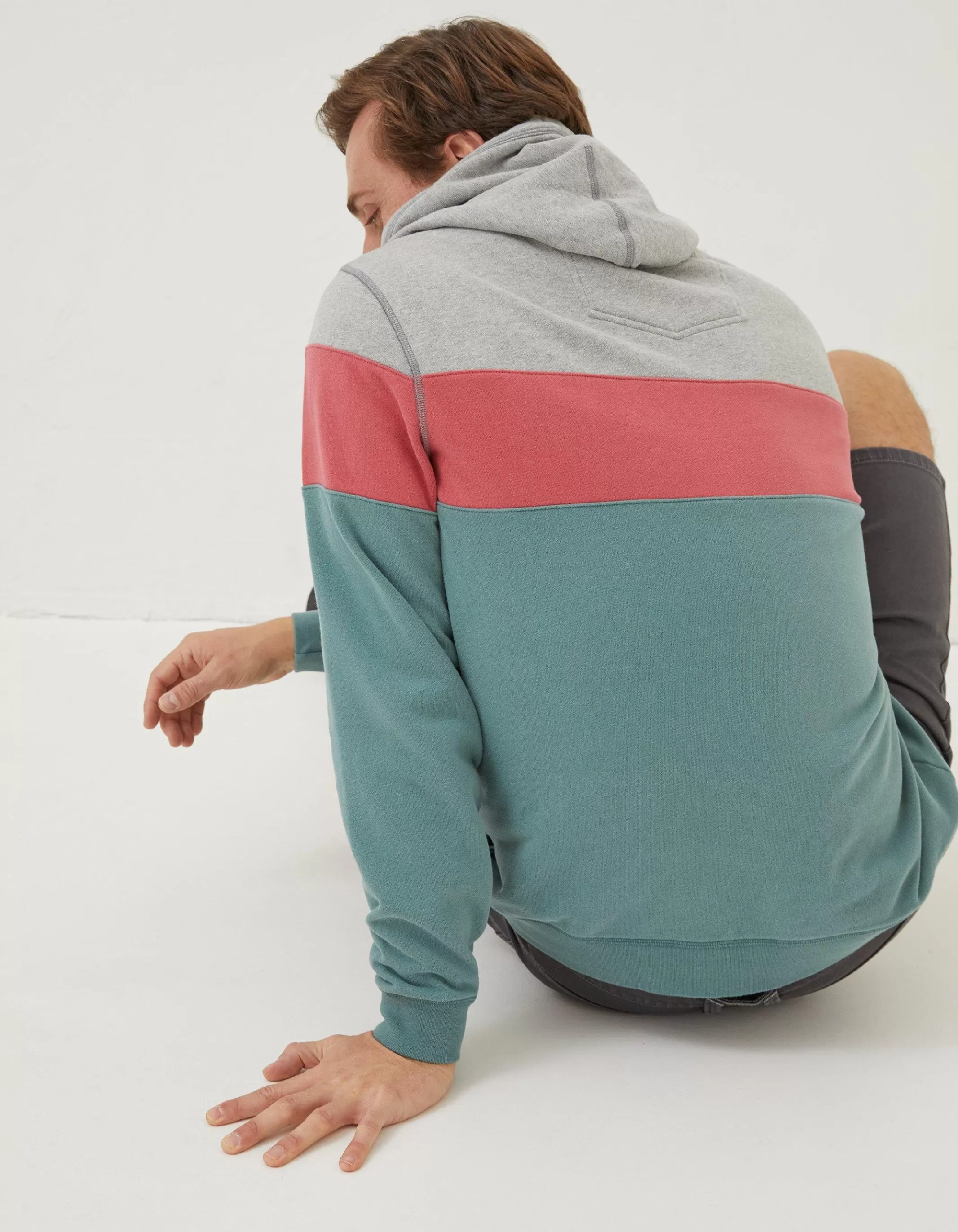 Cheap FatFace Emsworth Stripe Hoodie Teal Green