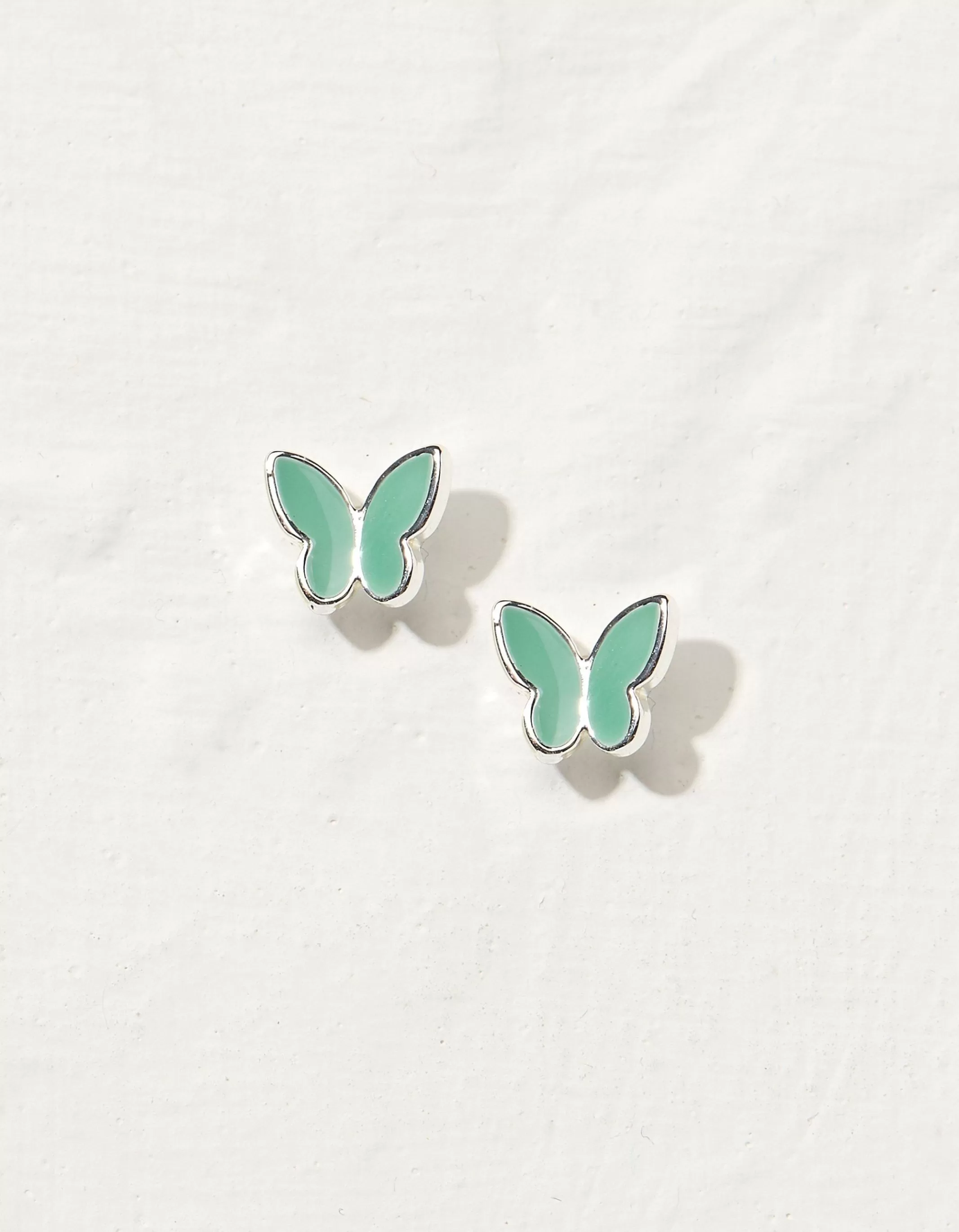Flash Sale FatFace Enamel Butterfly Studs Green