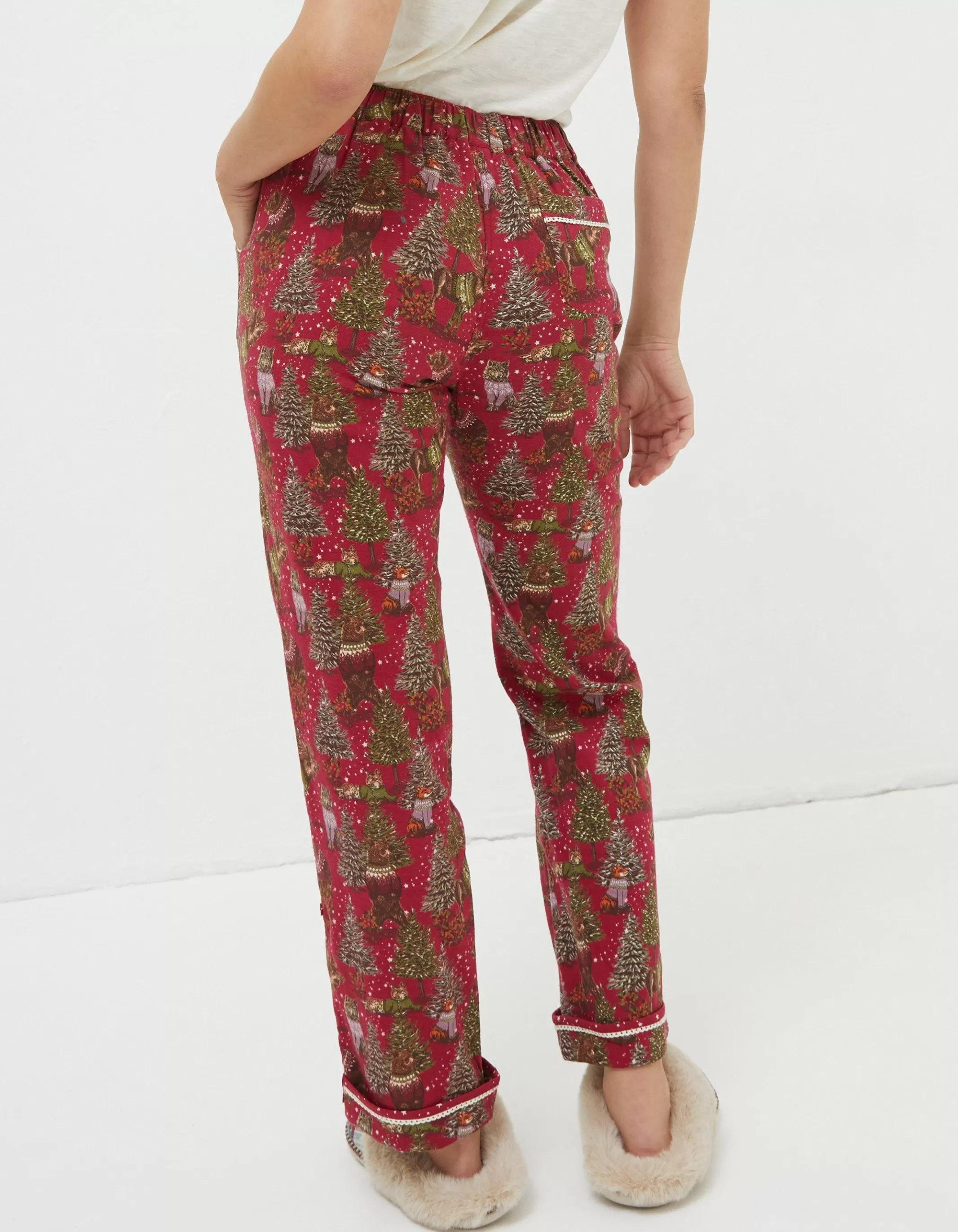 Fashion FatFace Eva Bobbi Bear Pyjama Bottoms Rasp Red