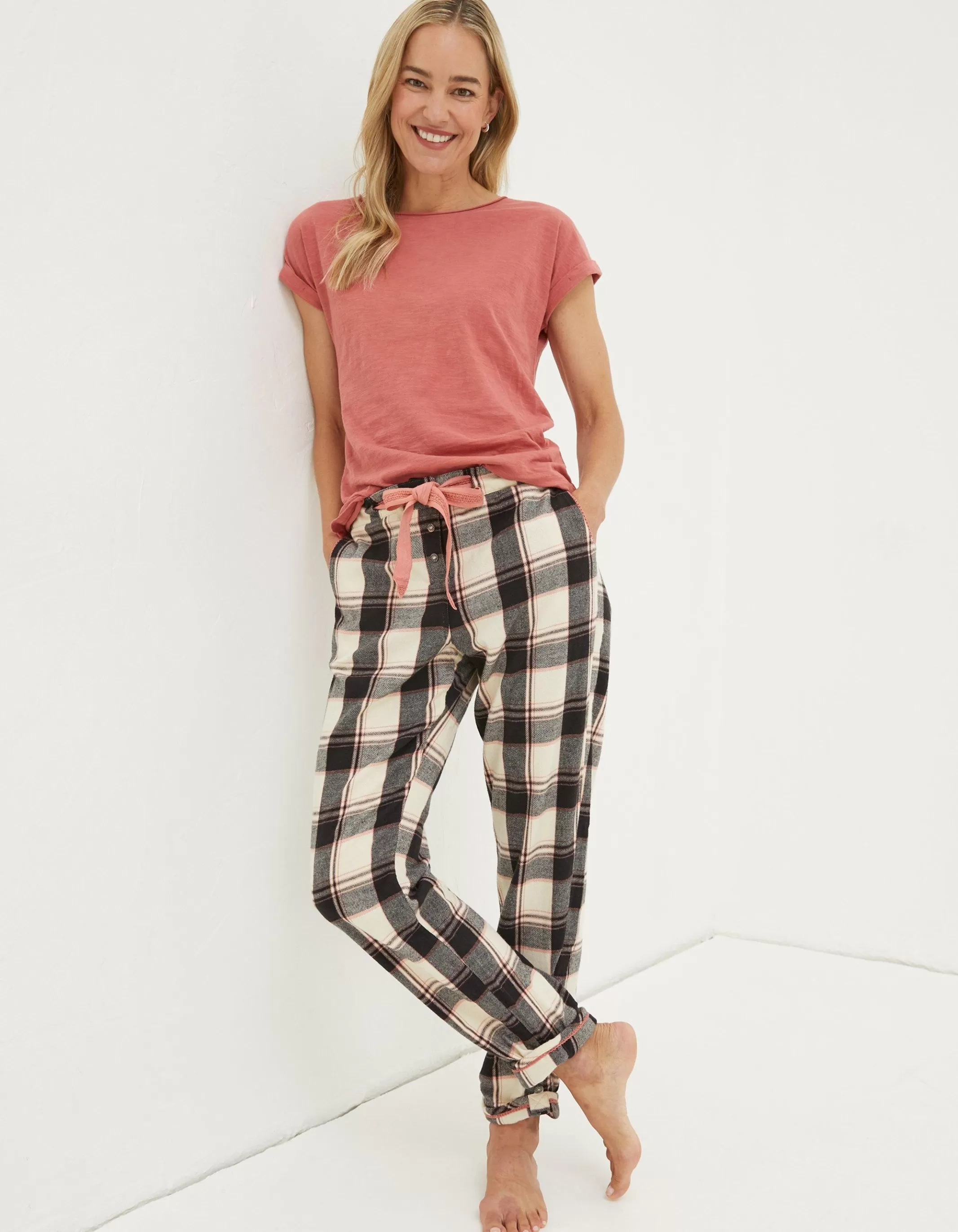 Shop FatFace Eva Large Check Pyjama Black