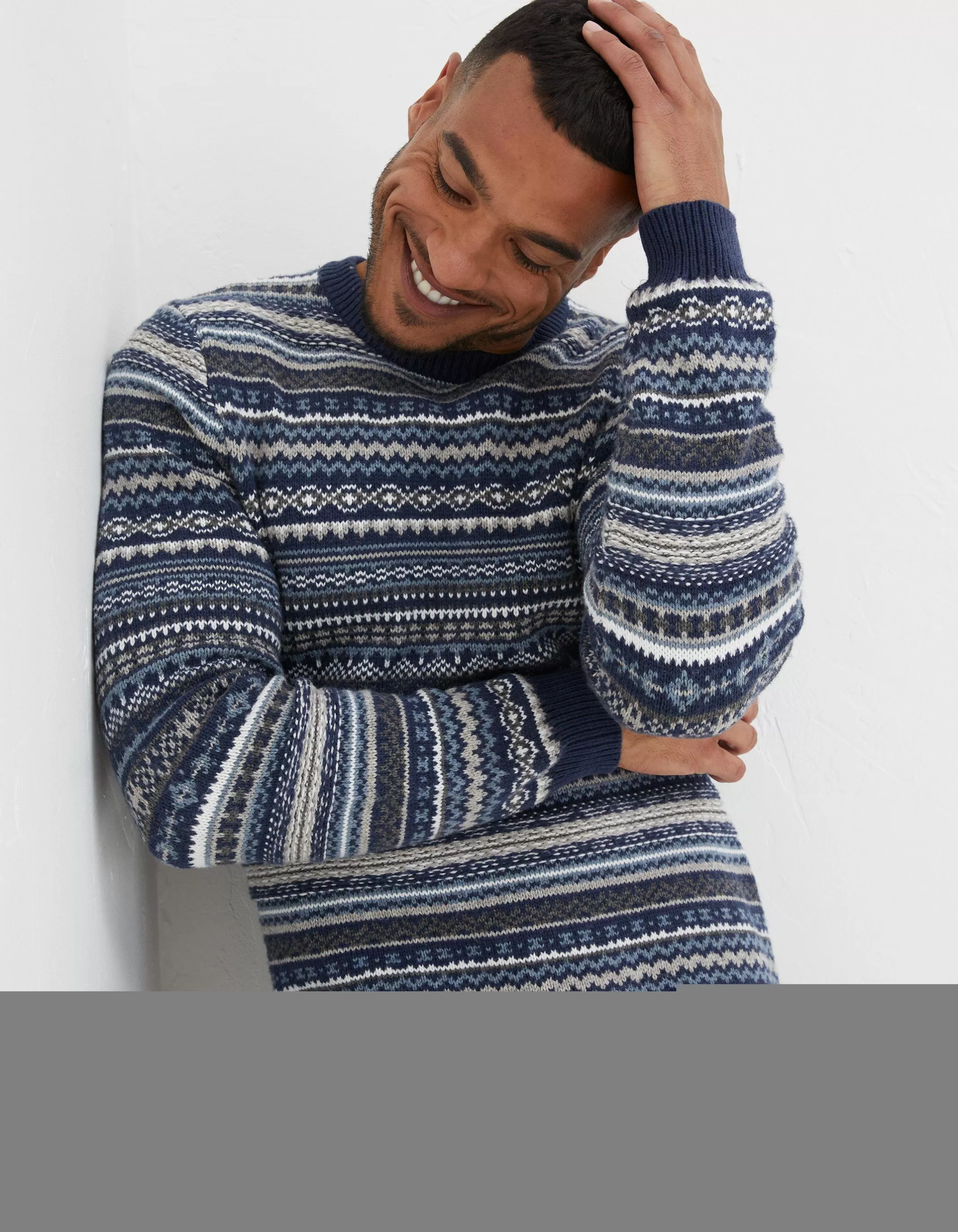 Store FatFace Fairisle Crew Jumper Blue