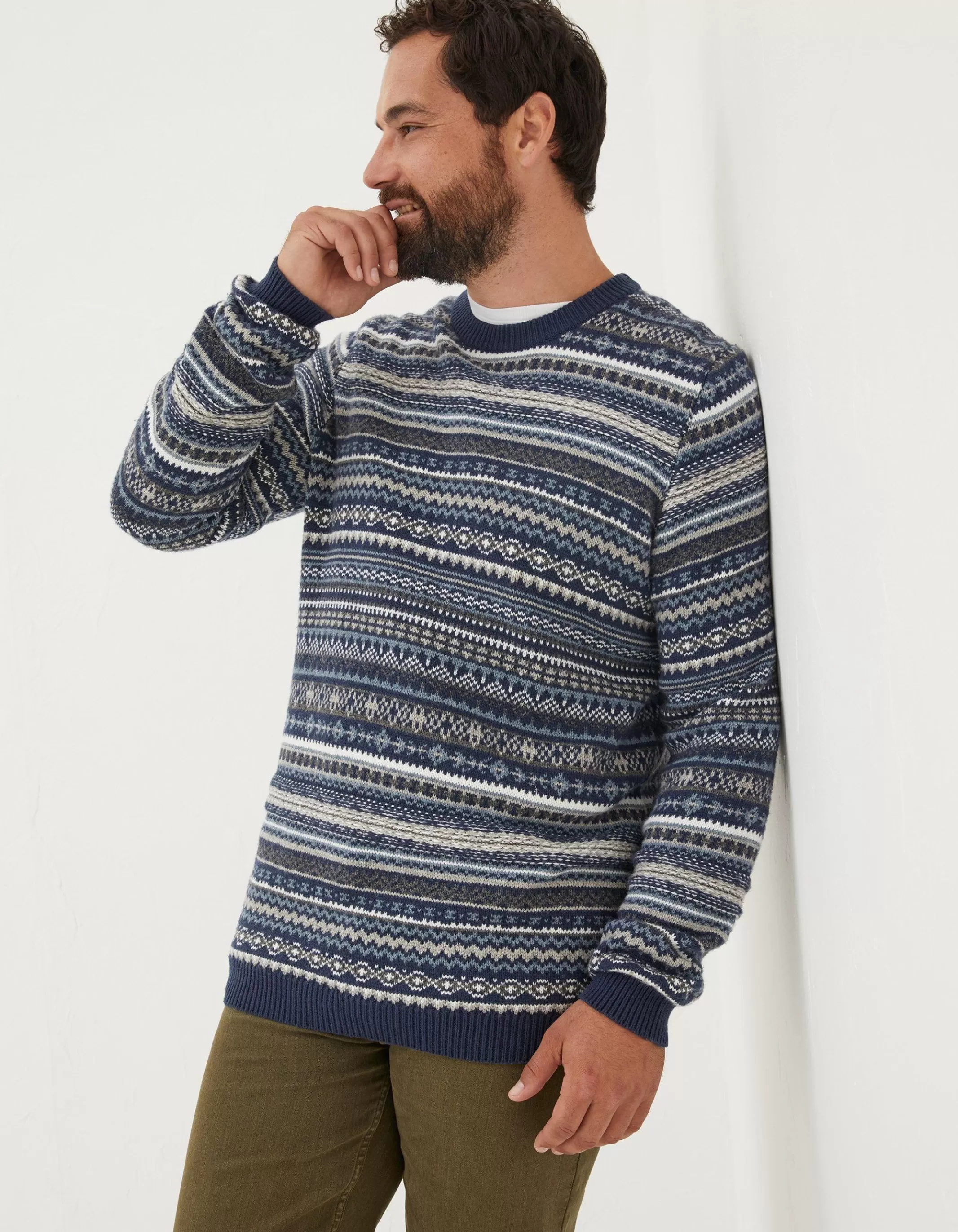 Store FatFace Fairisle Crew Jumper Blue